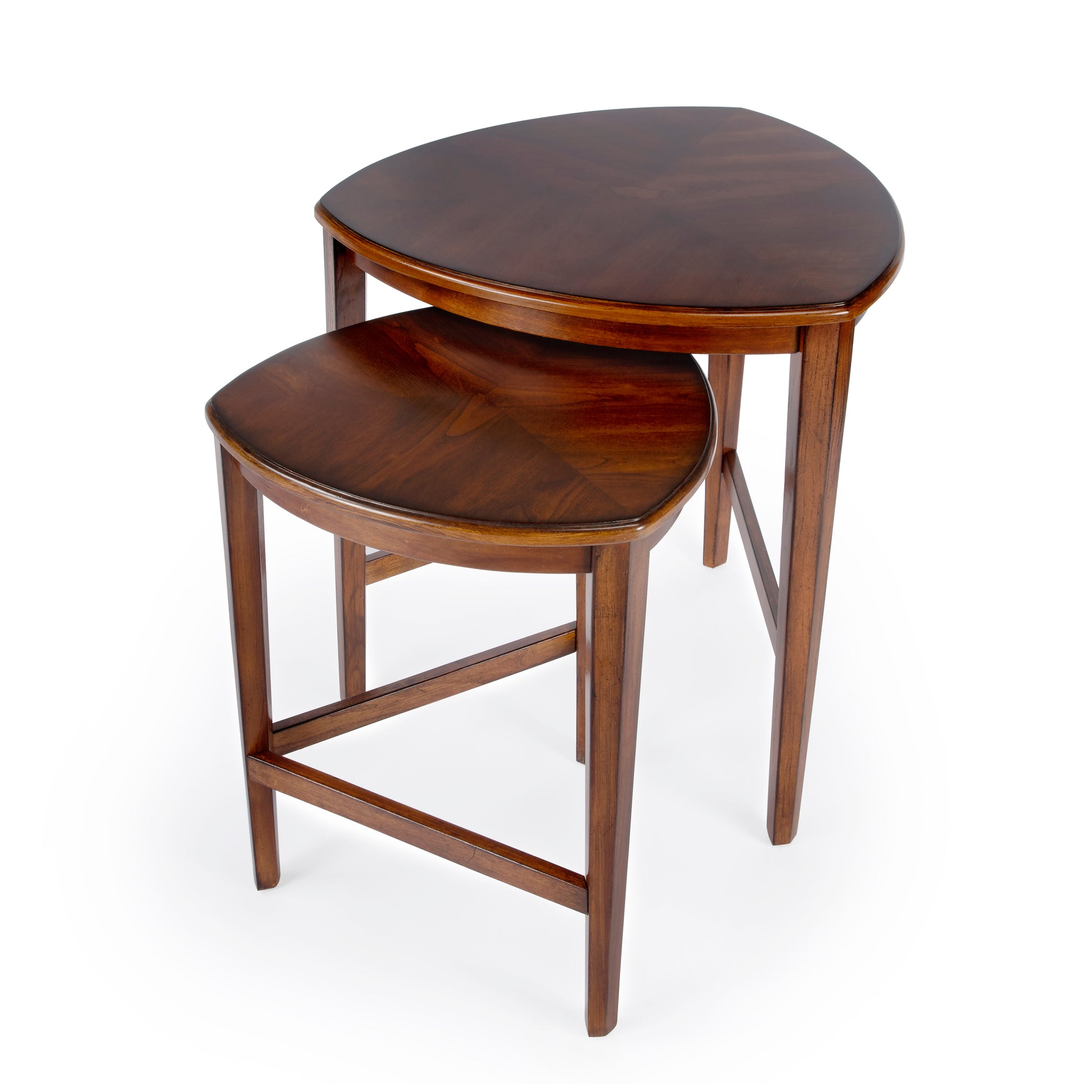Butler Specialty Company Finnegan Triangle Shaped Wood Set of 2 Nesting Tables, Medium Brown