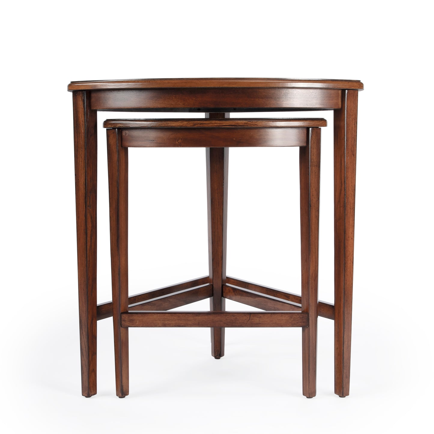 Butler Specialty Company Finnegan Triangle Shaped Wood Set of 2 Nesting Tables, Medium Brown