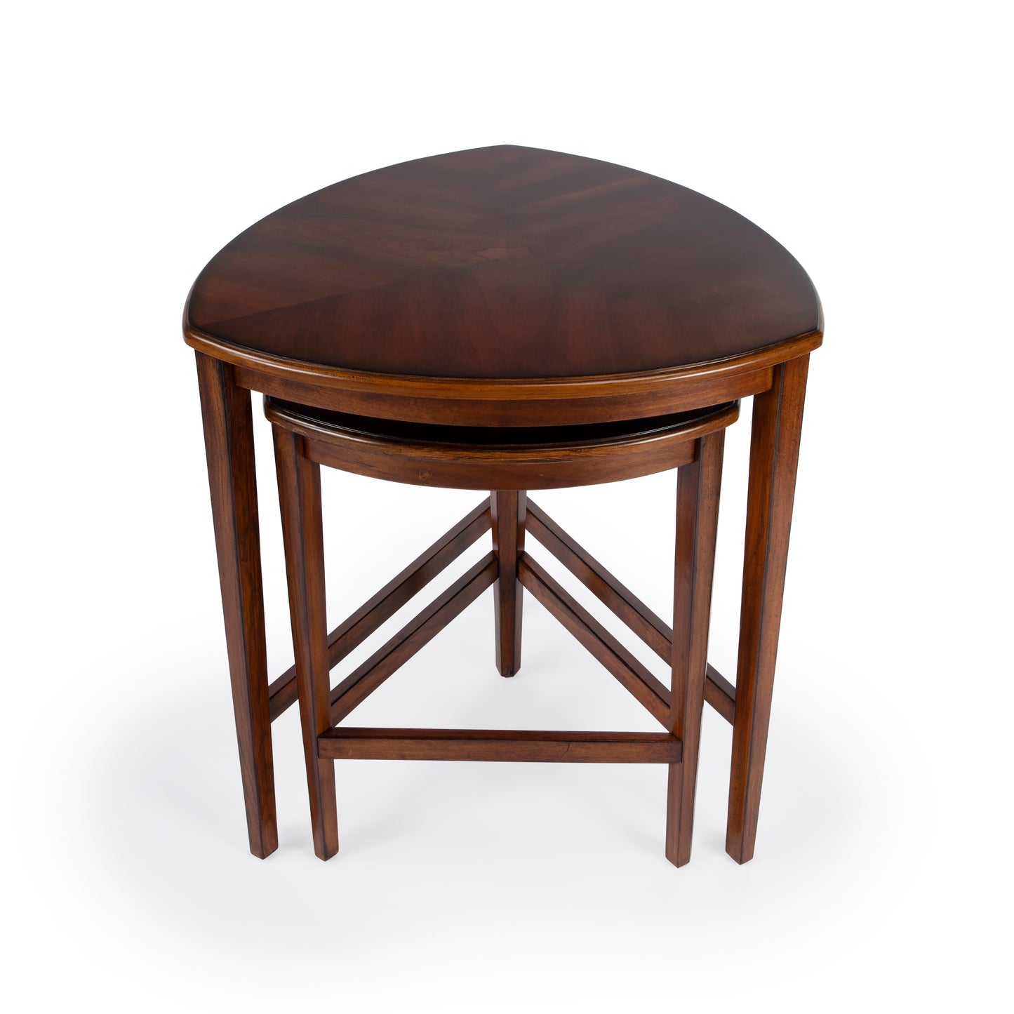 Butler Specialty Company Finnegan Triangle Shaped Wood Set of 2 Nesting Tables, Medium Brown