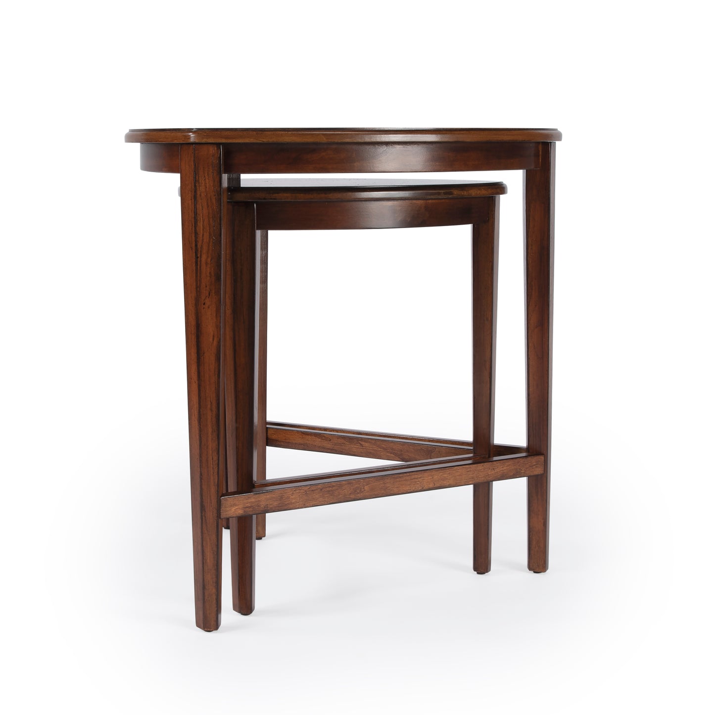 Butler Specialty Company Finnegan Triangle Shaped Wood Set of 2 Nesting Tables, Medium Brown