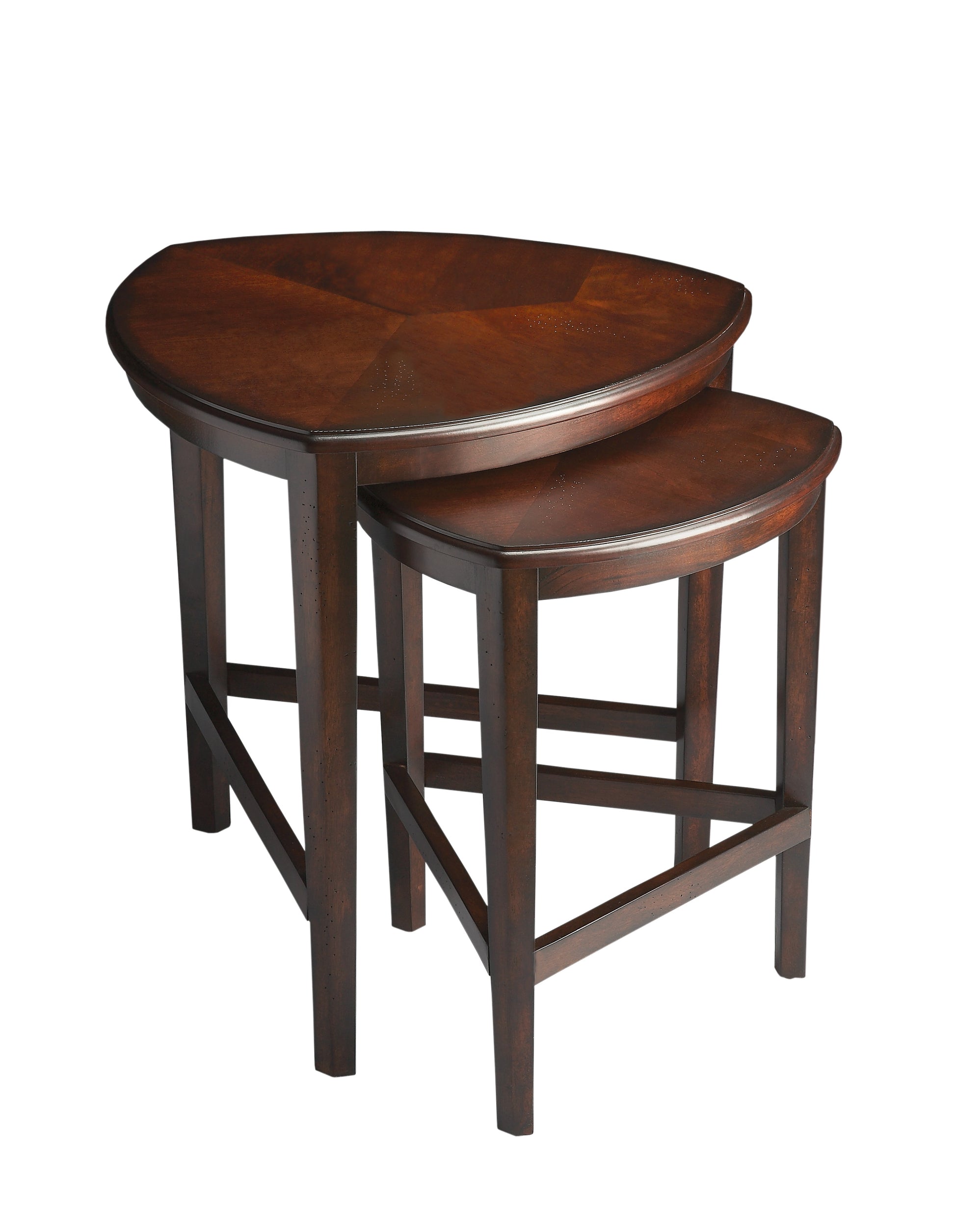 Butler Specialty Company Finnegan Triangle Shaped Wood Set of 2 Nesting Tables, Dark Brown