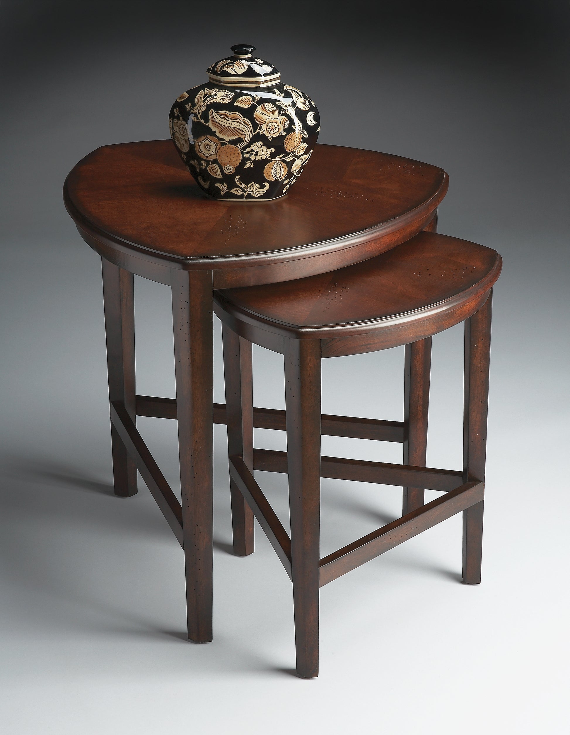Butler Specialty Company Finnegan Triangle Shaped Wood Set of 2 Nesting Tables, Dark Brown