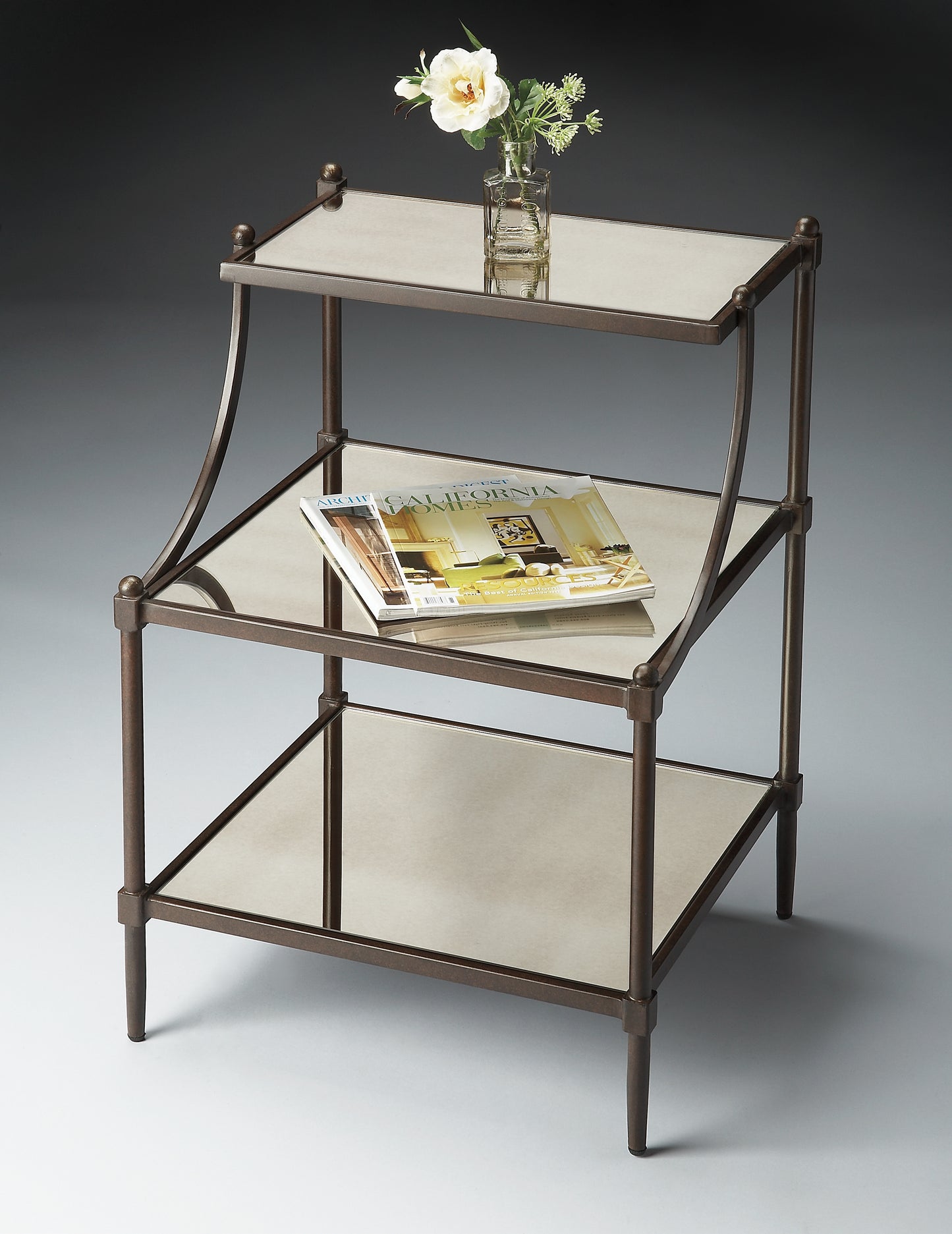 Butler Specialty Company Peninsula Mirrored Side Table, Bronze