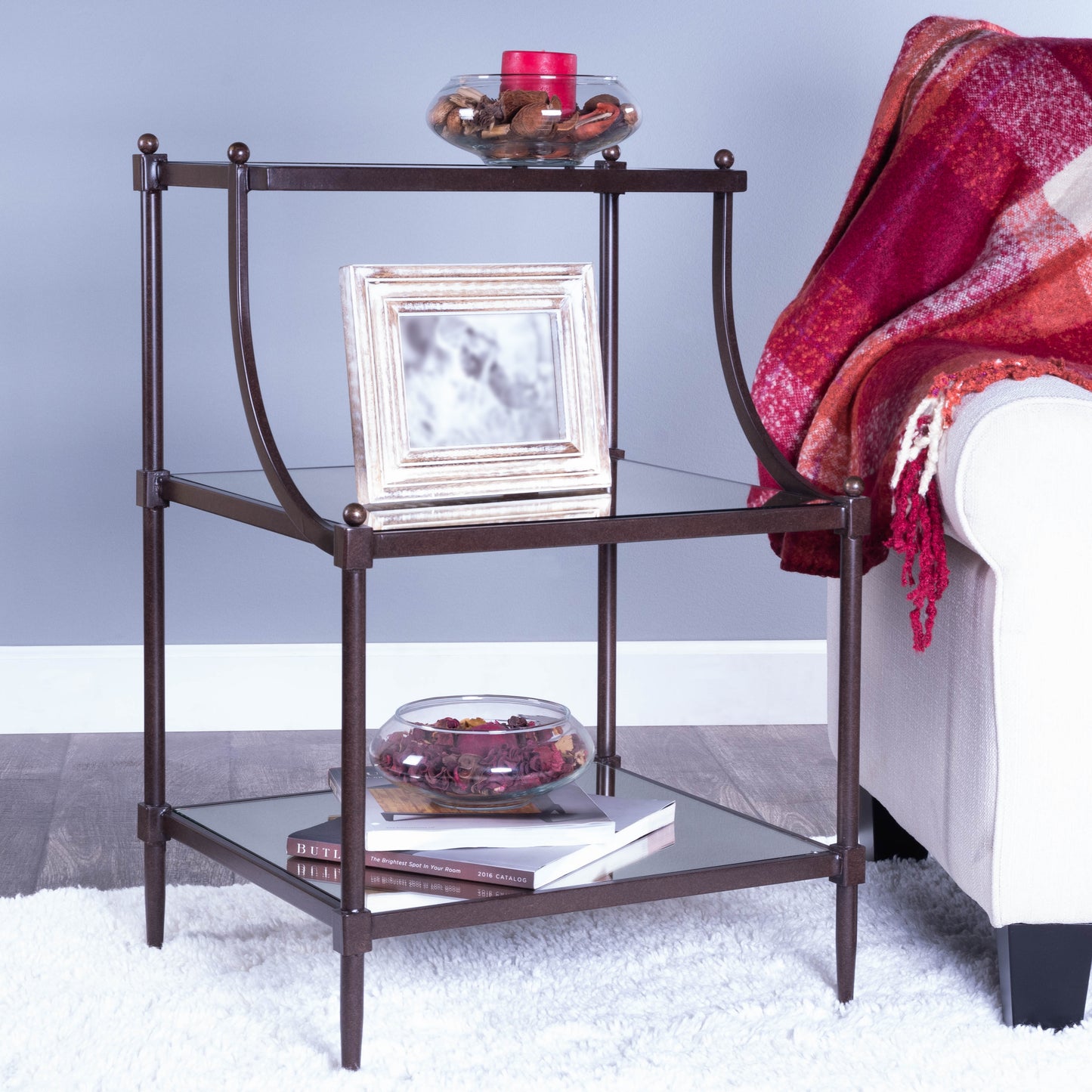 Butler Specialty Company Peninsula Mirrored Side Table, Bronze