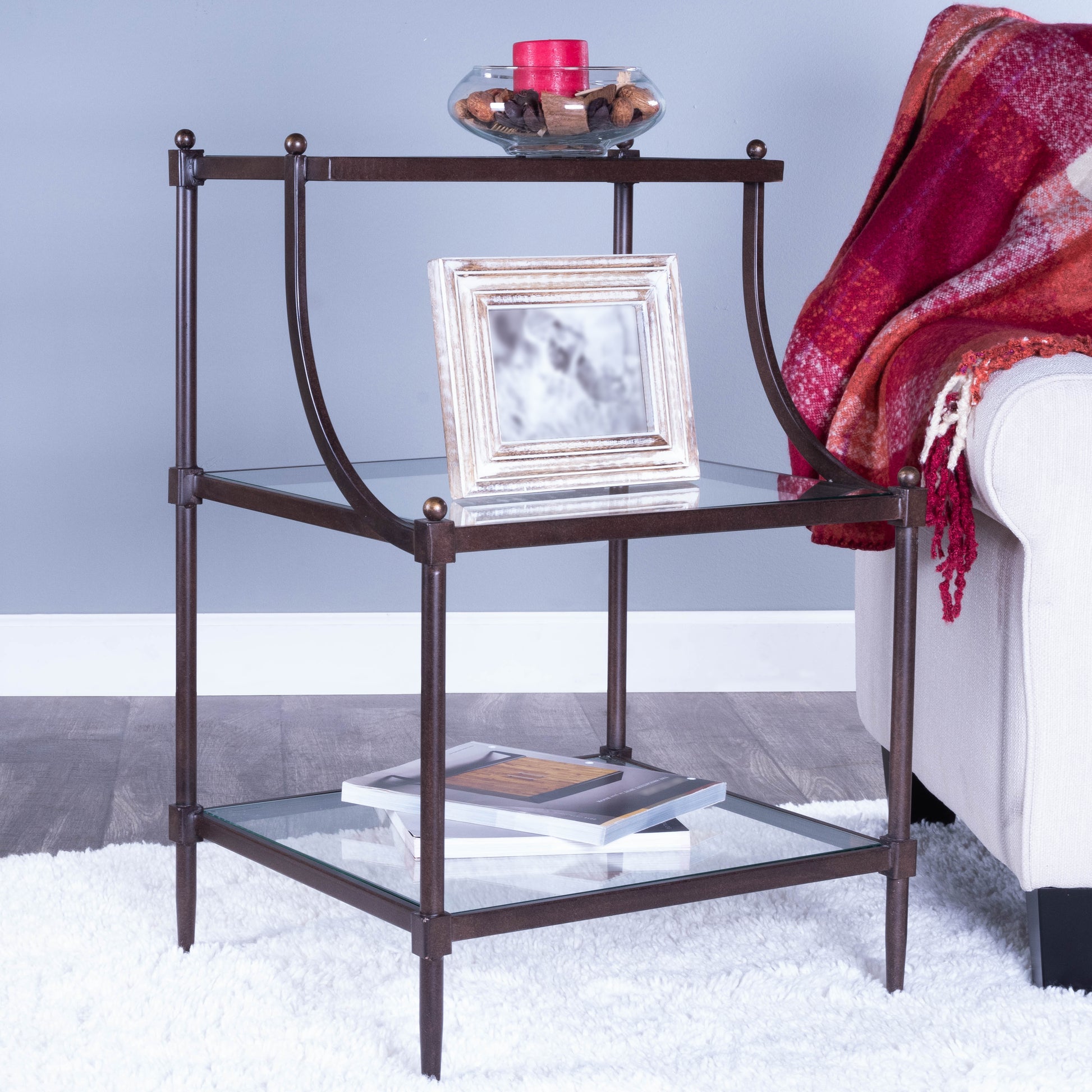Butler Specialty Company Peninsula Metal & Glass Side Table, Bronze