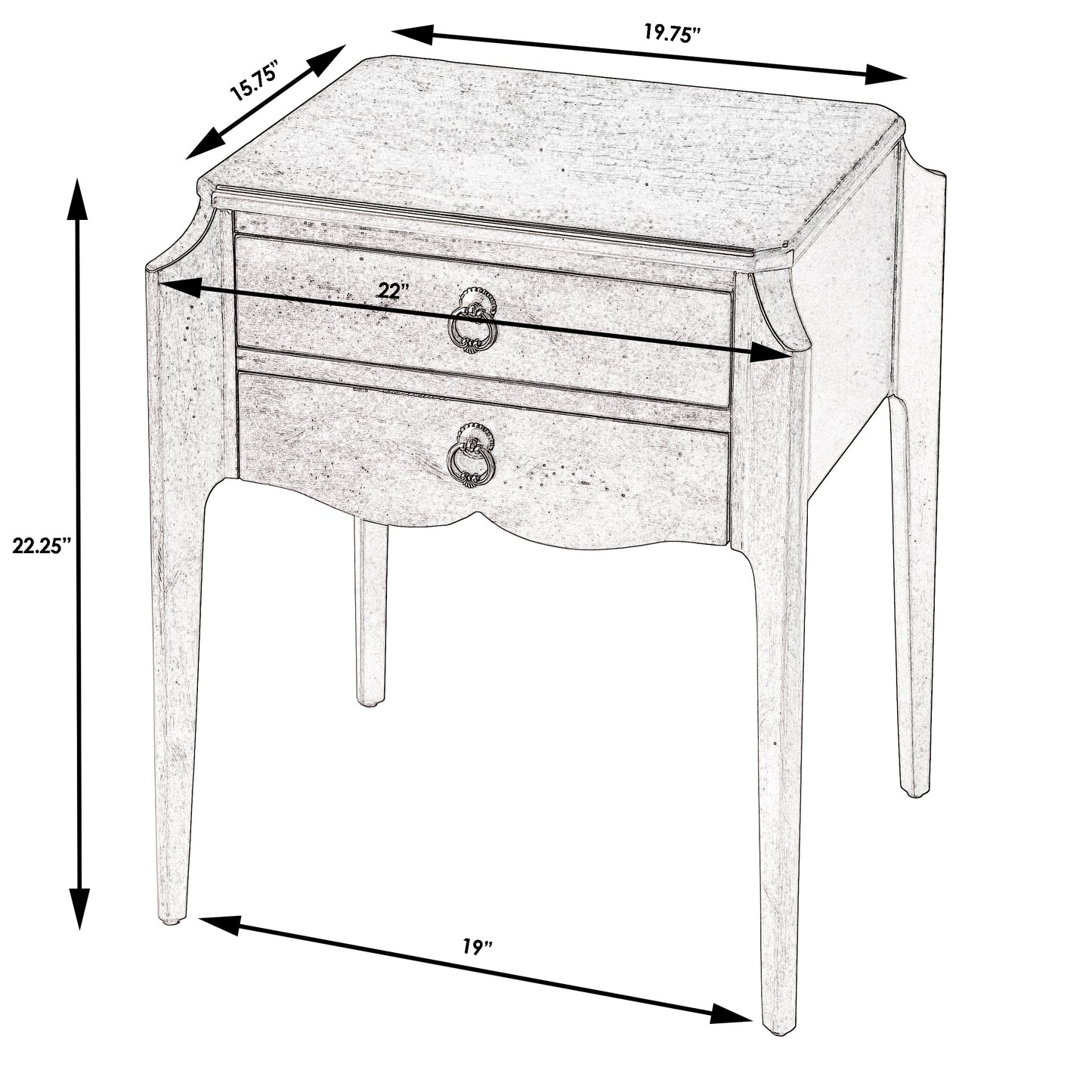 Butler Specialty Company Wilshire 22 in. W Rectangular Wood 2 Drawer End Table, Dark Brown