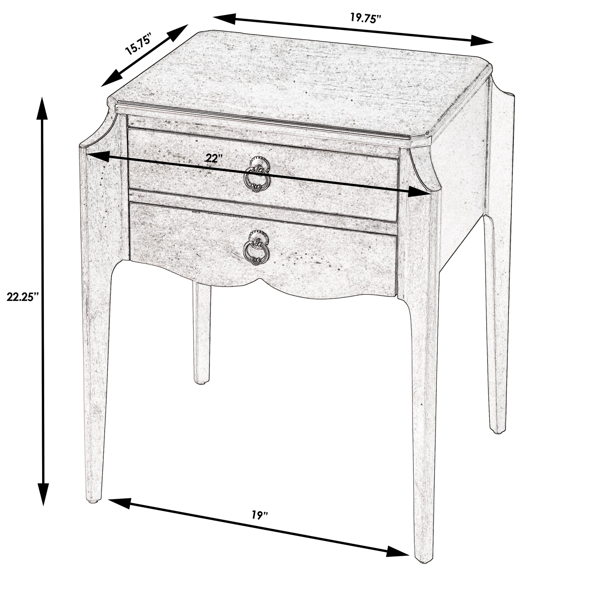 Butler Specialty Company Wilshire 22 in. W Rectangular Wood 2 Drawer End Table, Dark Brown