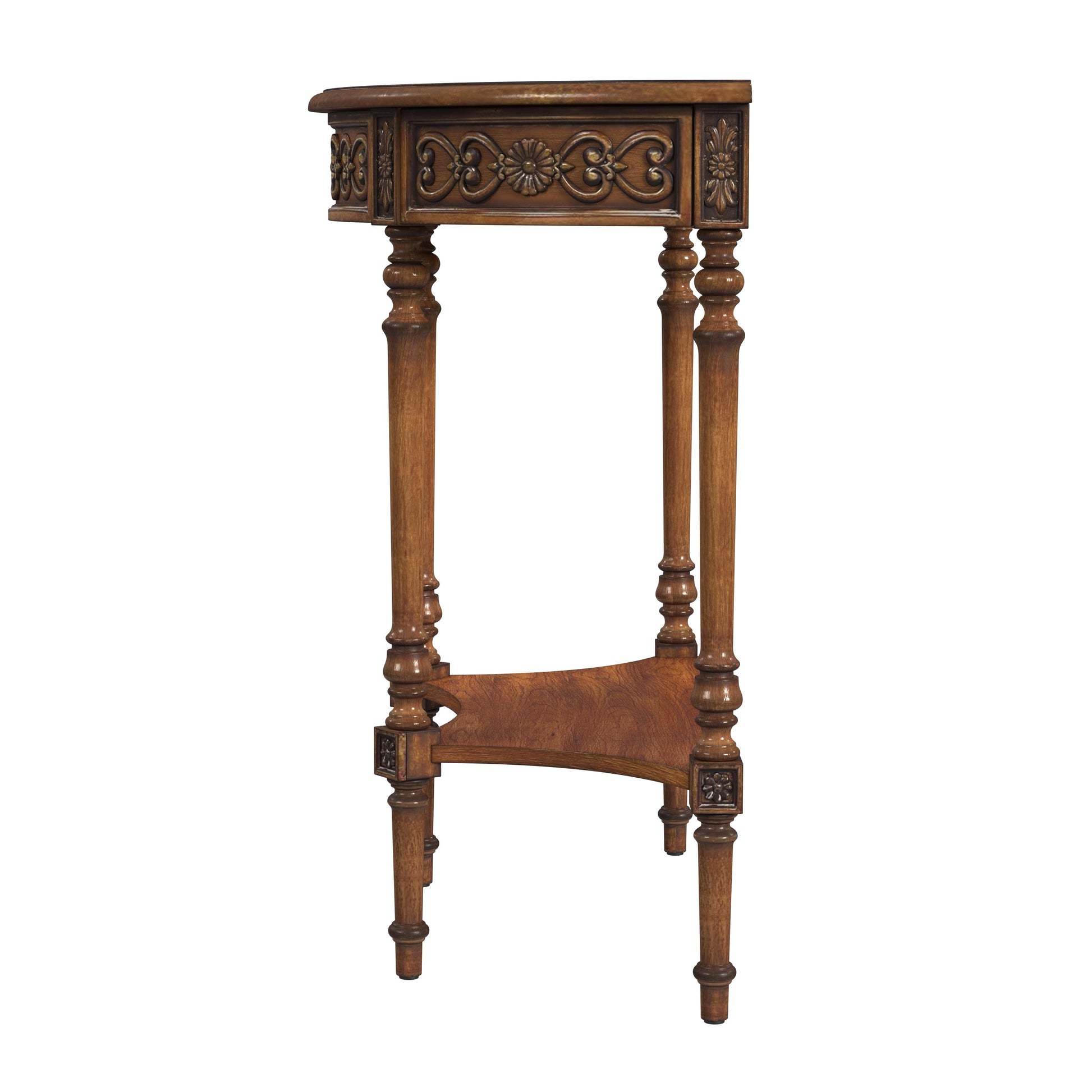 Butler Specialty Company Danielle 30 in W. Demilune Wood 1 Drawer Console Table with Lower Open Shelf, Medium Brown