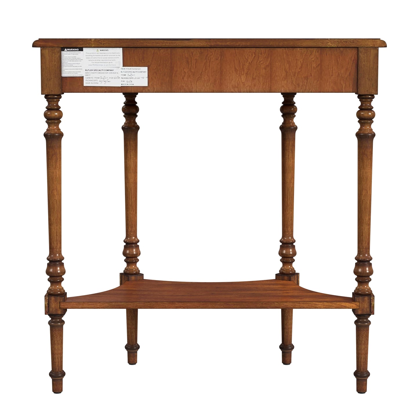 Butler Specialty Company Danielle 30 in W. Demilune Wood 1 Drawer Console Table with Lower Open Shelf, Medium Brown
