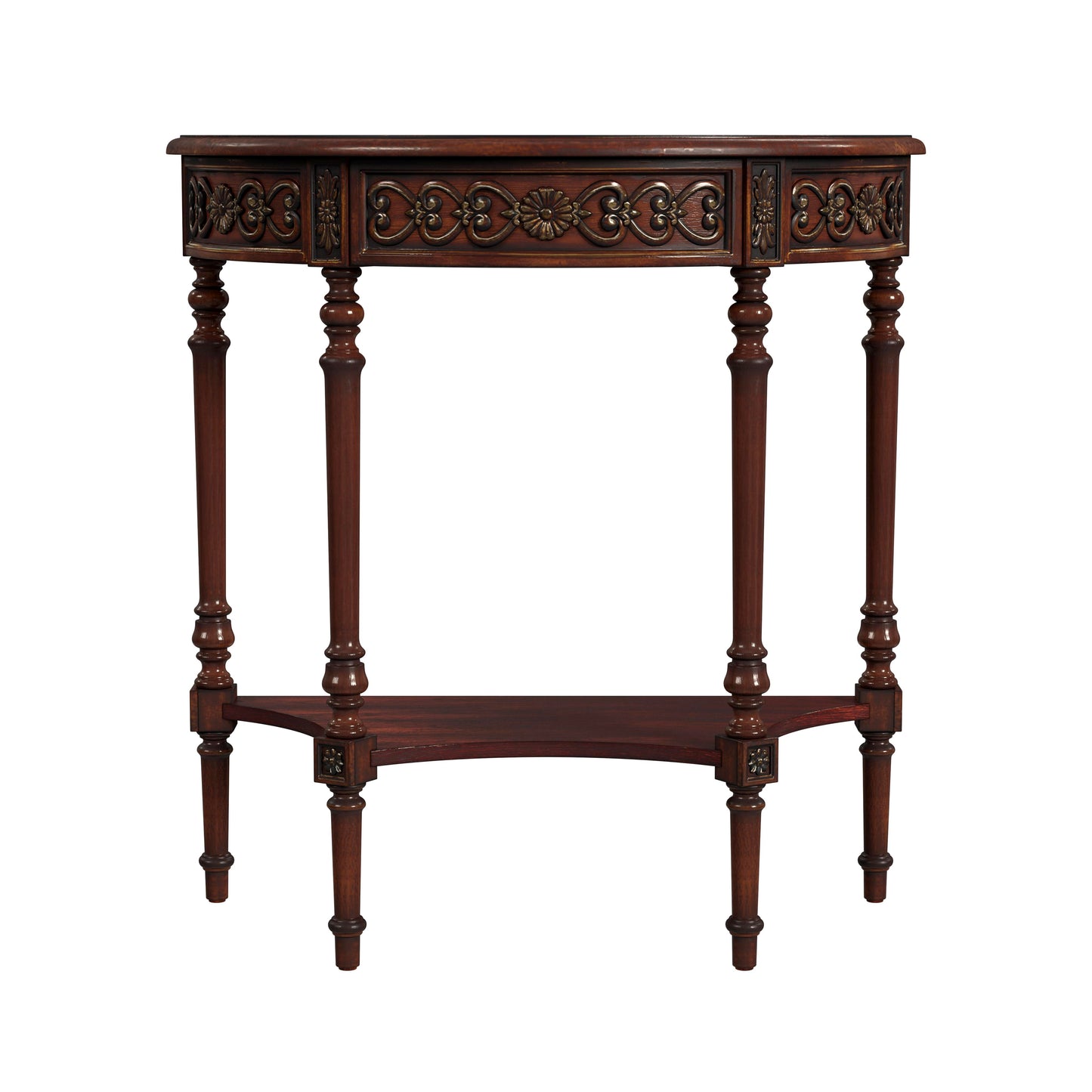 Butler Specialty Company Danielle 30 in W. Demilune Wood 1 Drawer Console Table with Lower Open Shelf, Dark Brown