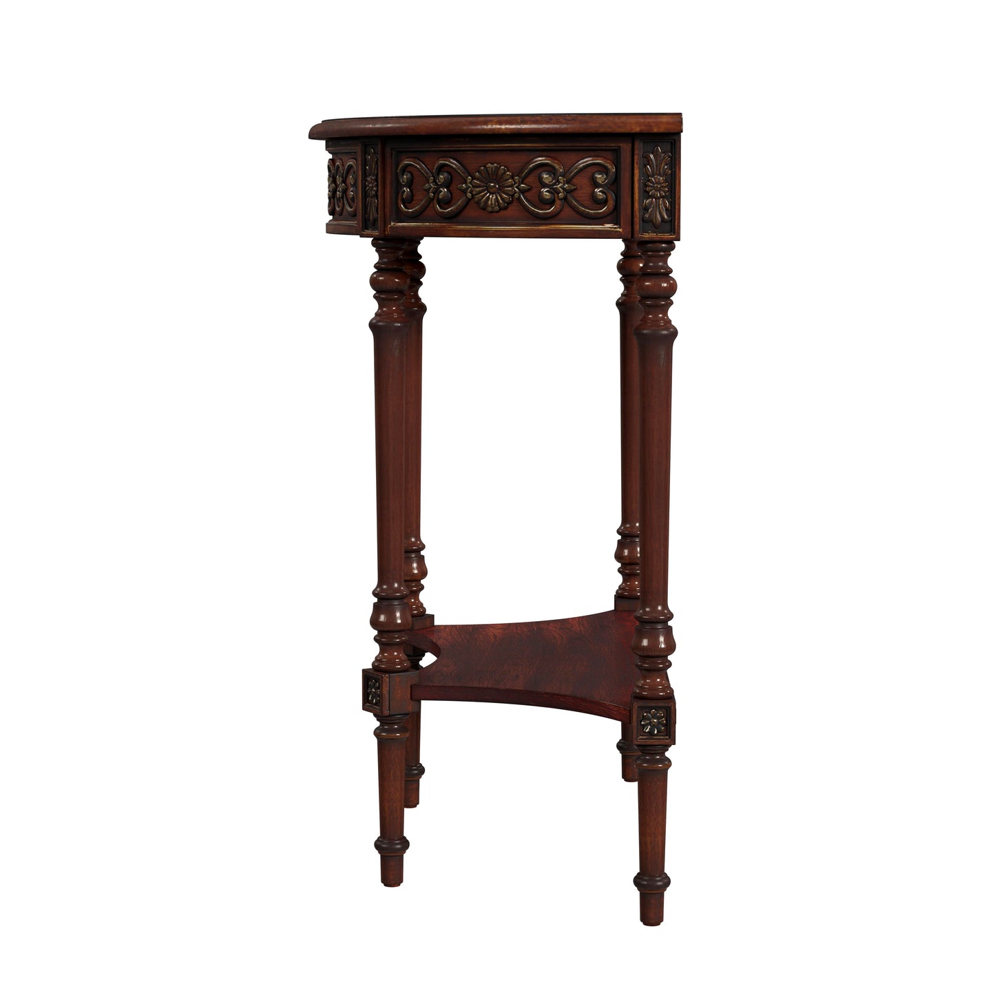 Butler Specialty Company Danielle 30 in W. Demilune Wood 1 Drawer Console Table with Lower Open Shelf, Dark Brown