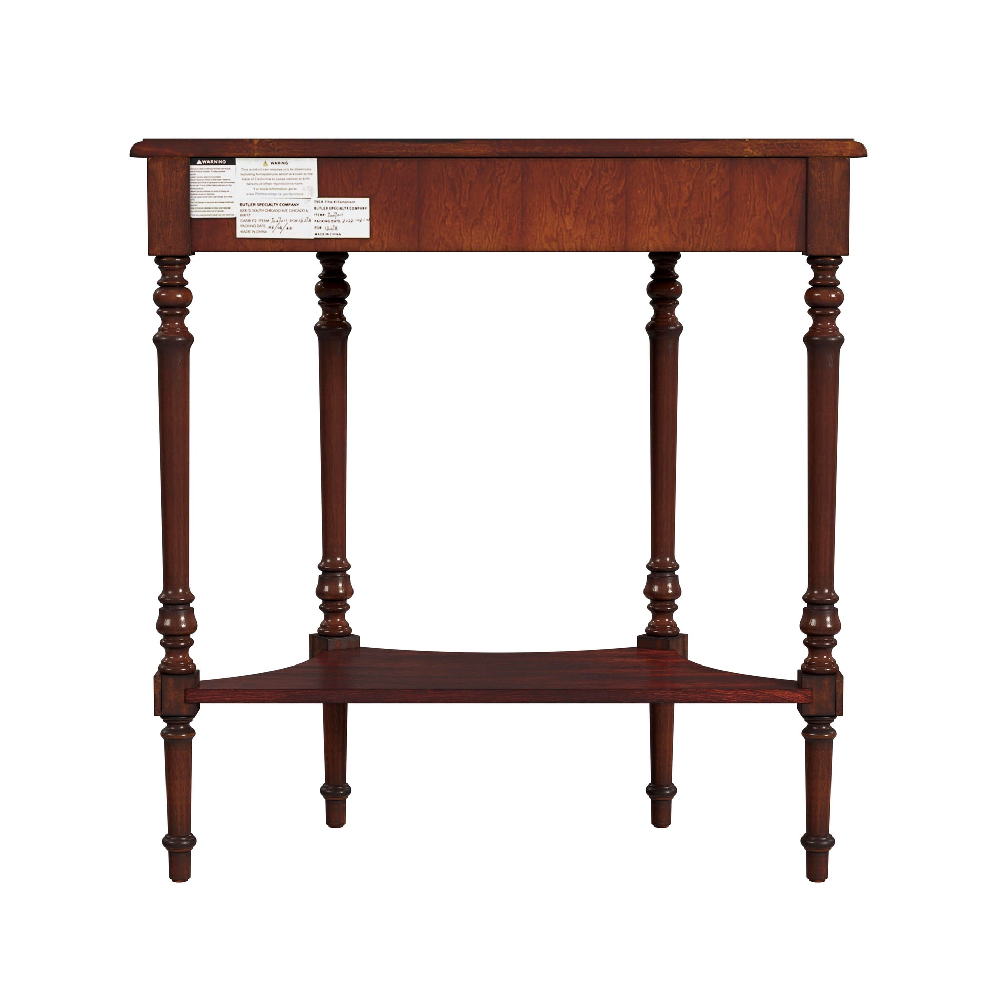 Butler Specialty Company Danielle 30 in W. Demilune Wood 1 Drawer Console Table with Lower Open Shelf, Dark Brown