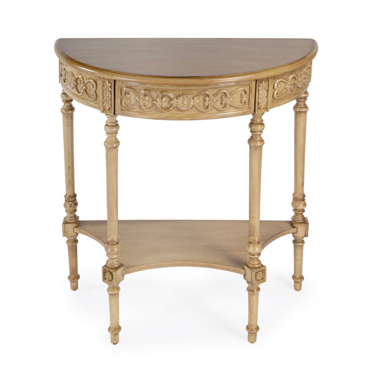 Butler Specialty Company Danielle 30 in W. Demilune Wood 1 Drawer Console Table with Lower Open Shelf, Beige