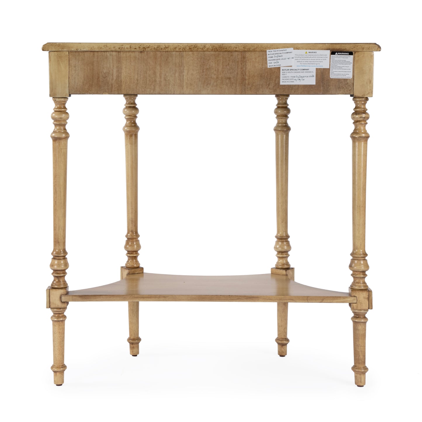 Butler Specialty Company Danielle 30 in W. Demilune Wood 1 Drawer Console Table with Lower Open Shelf, Beige