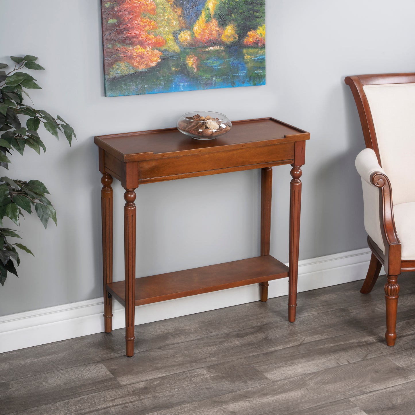 Butler Specialty Company Aubrey 29 in. W Rectangular Console Table with Lower Open Shelf, Medium Brown