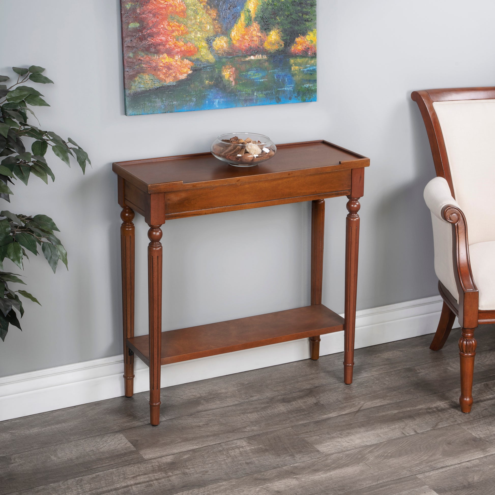Butler Specialty Company Aubrey 29 in. W Rectangular Console Table with Lower Open Shelf, Medium Brown