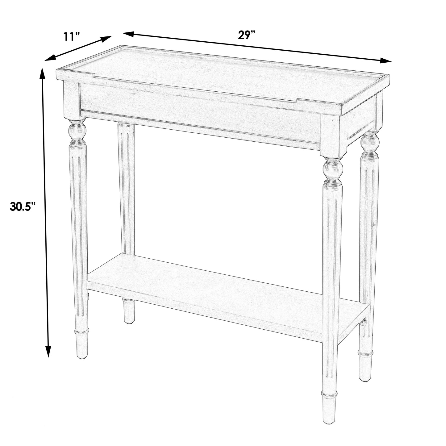 Butler Specialty Company Aubrey 29 in. W Rectangular Console Table with Lower Open Shelf, Black