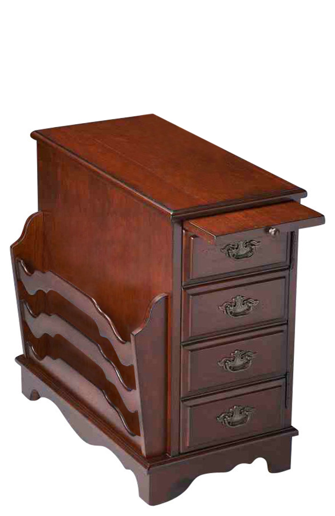 Butler Specialty Company Gregory 14.5 in. W Rectangular Wood Storage Side Table with Magazine Holder and Pull-Out Tray, Dark Brown