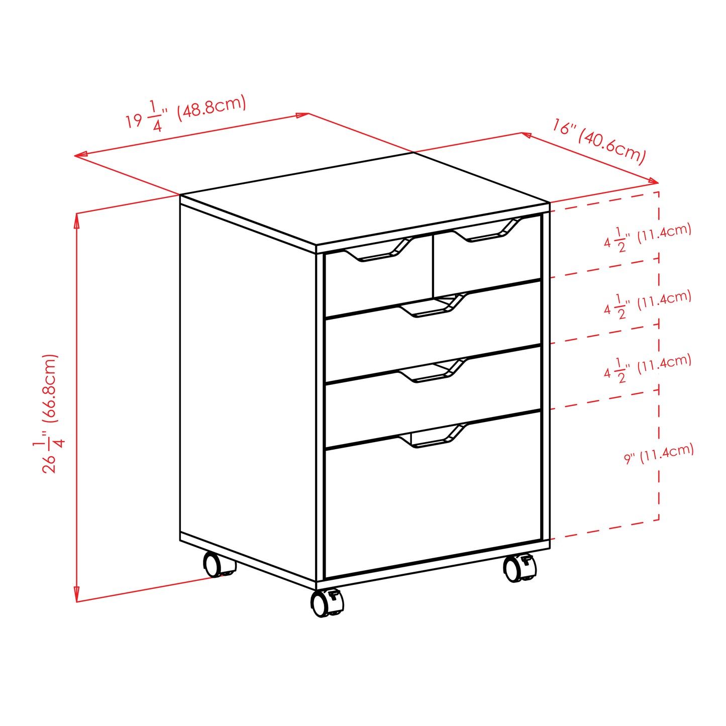 Halifax Bins & Drawers Storage Mobile Cabinet, Black