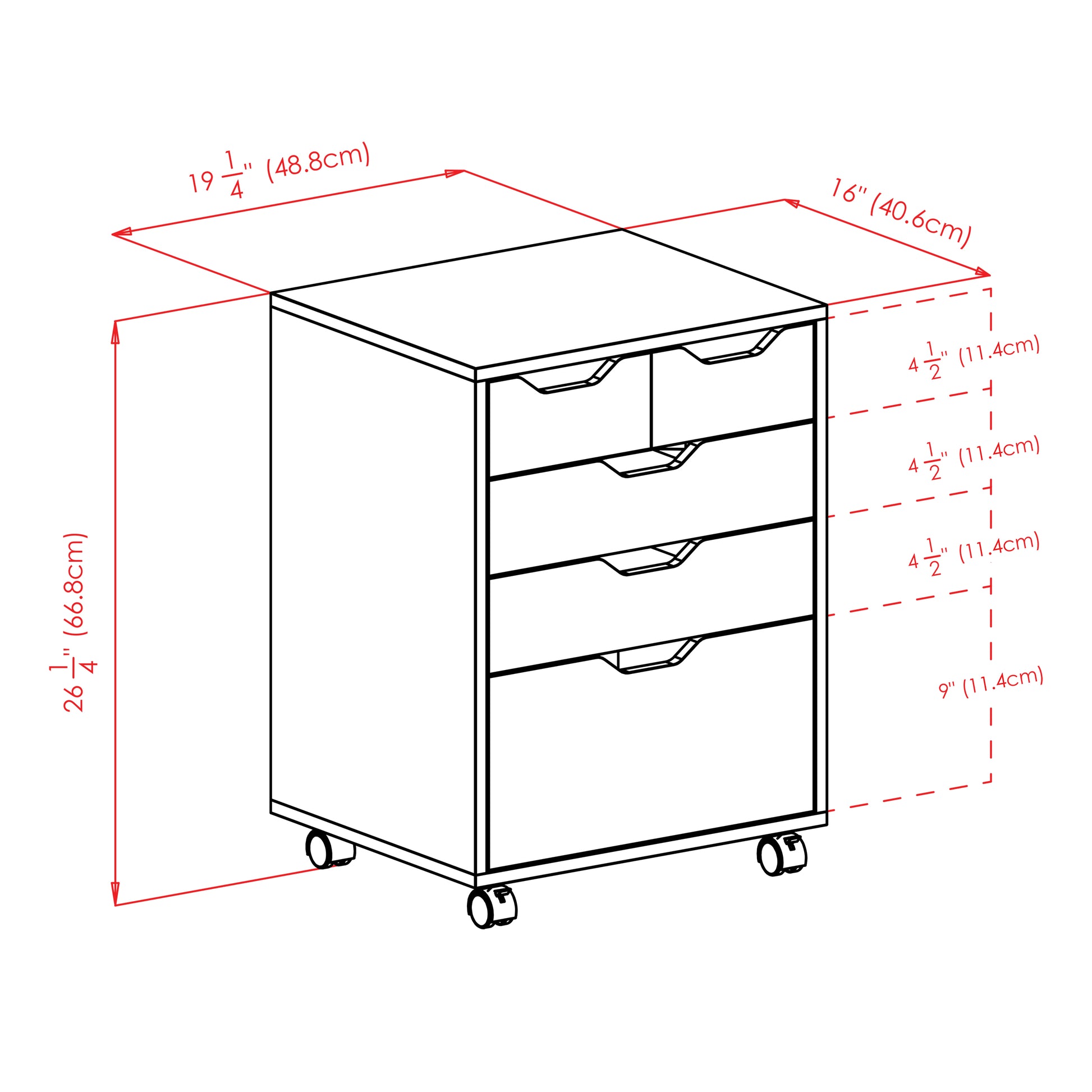 Halifax Bins & Drawers Storage Mobile Cabinet, Black
