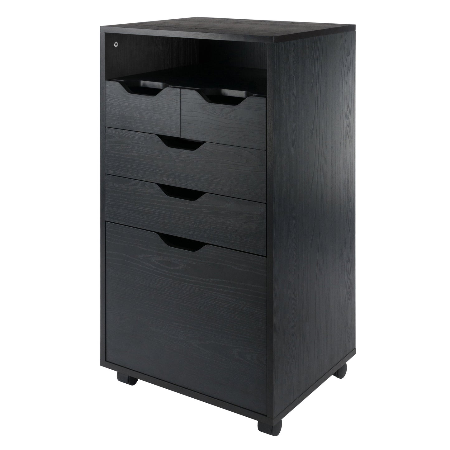 Halifax Bins & Drawers Multi-Storage Tall Mobile Cabinet, Black