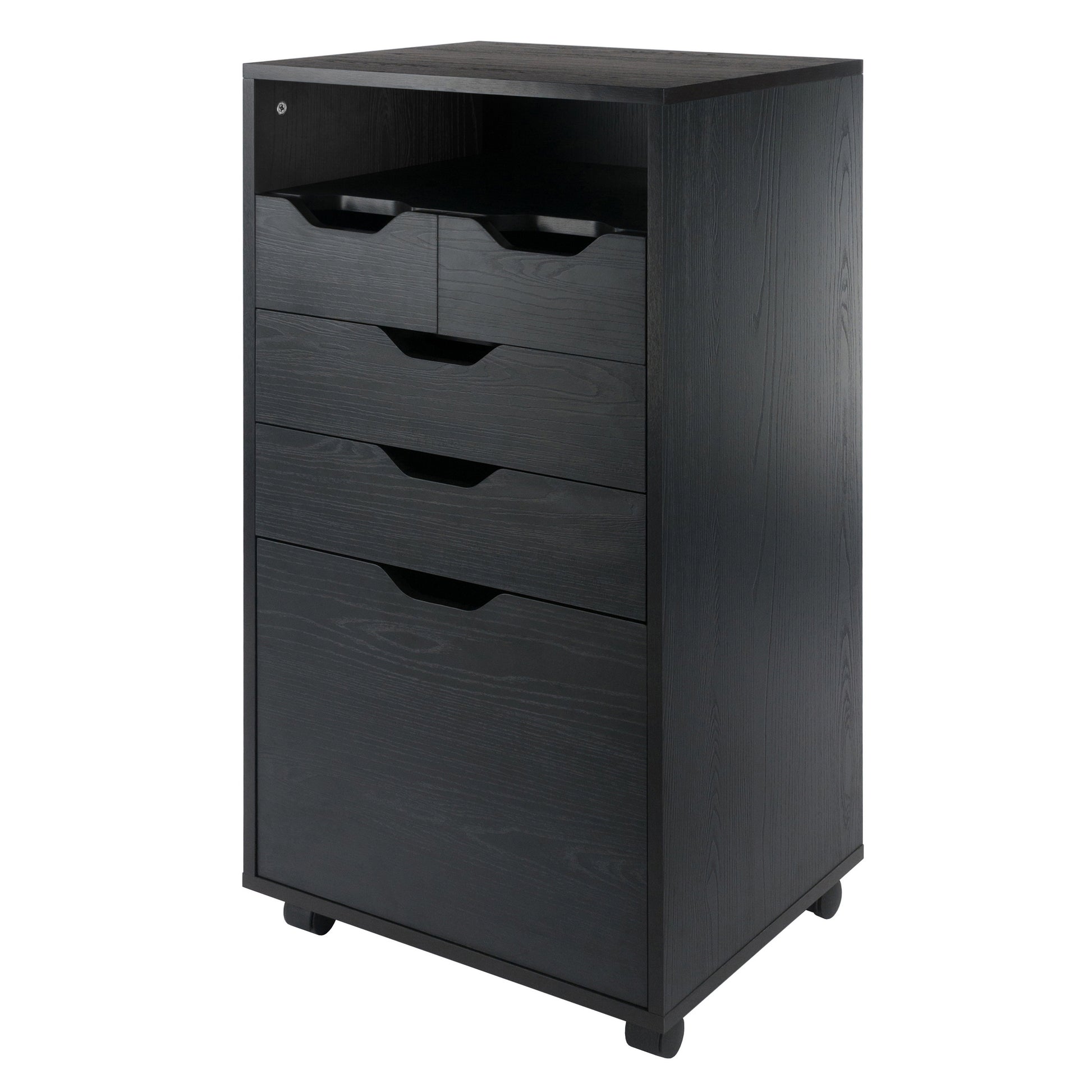 Halifax Bins & Drawers Multi-Storage Tall Mobile Cabinet, Black