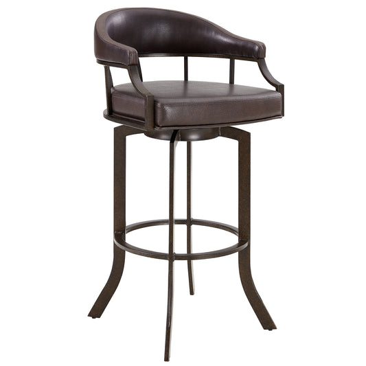 Pharaoh Swivel Bar Stool with Faux Leather and Metal Finish in Various Heights