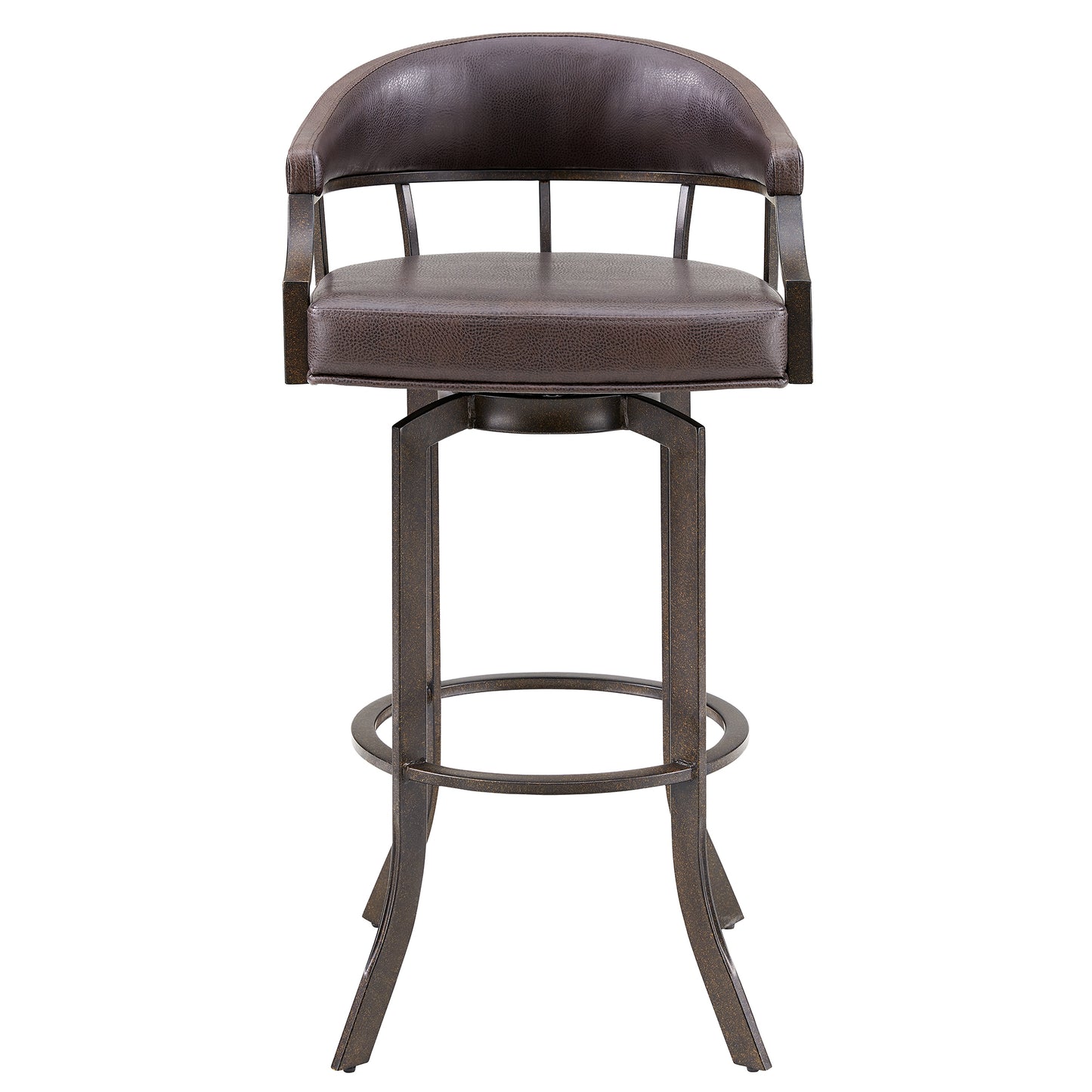 Pharaoh Swivel Bar Stool with Faux Leather and Metal Finish in Various Heights