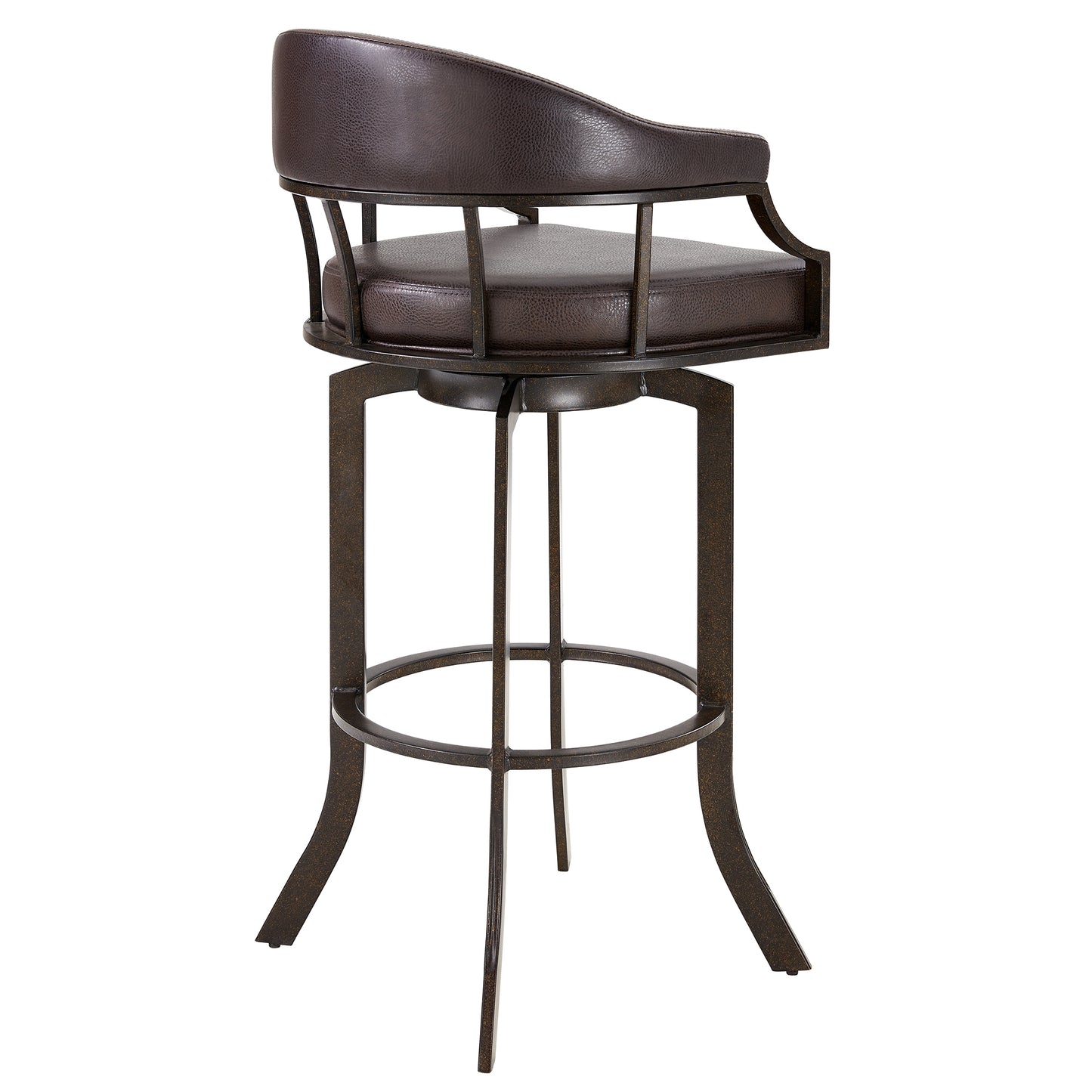 Pharaoh Swivel Bar Stool with Faux Leather and Metal Finish in Various Heights