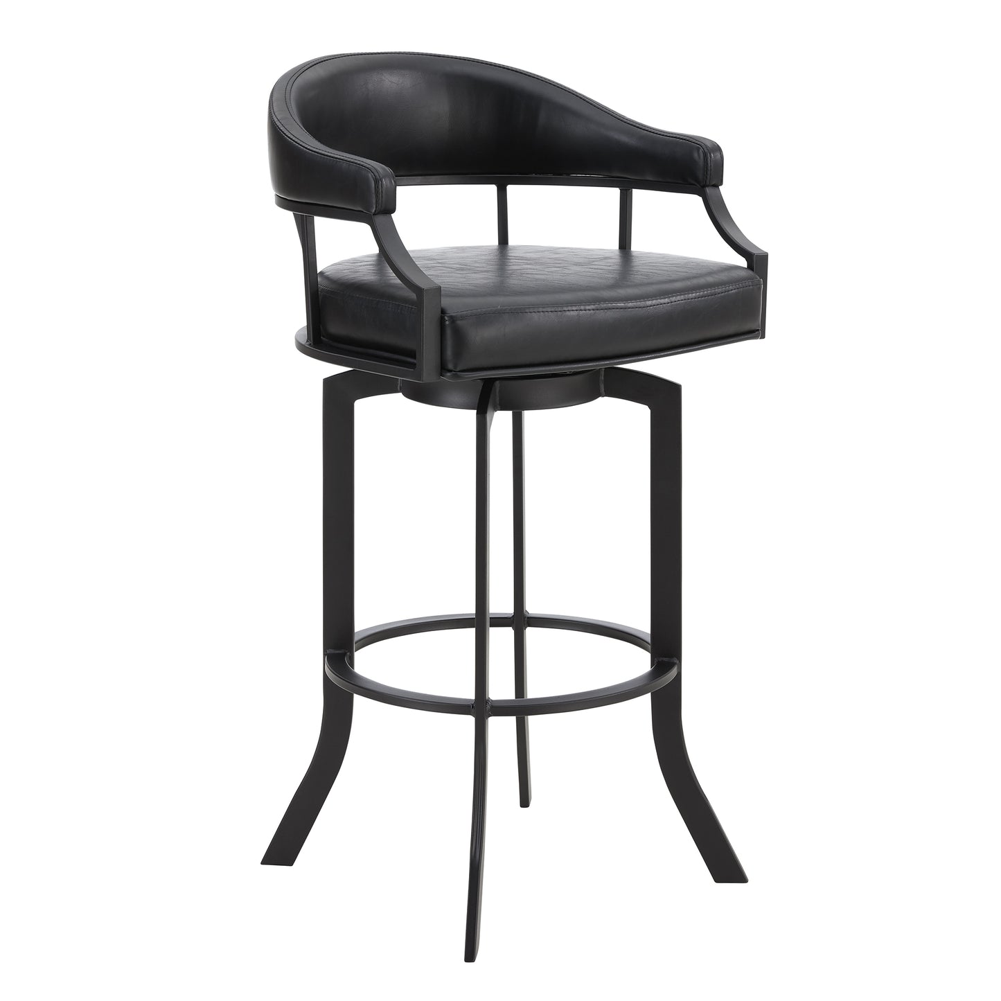 Pharaoh Swivel Bar Stool with Faux Leather and Metal Finish in Various Heights
