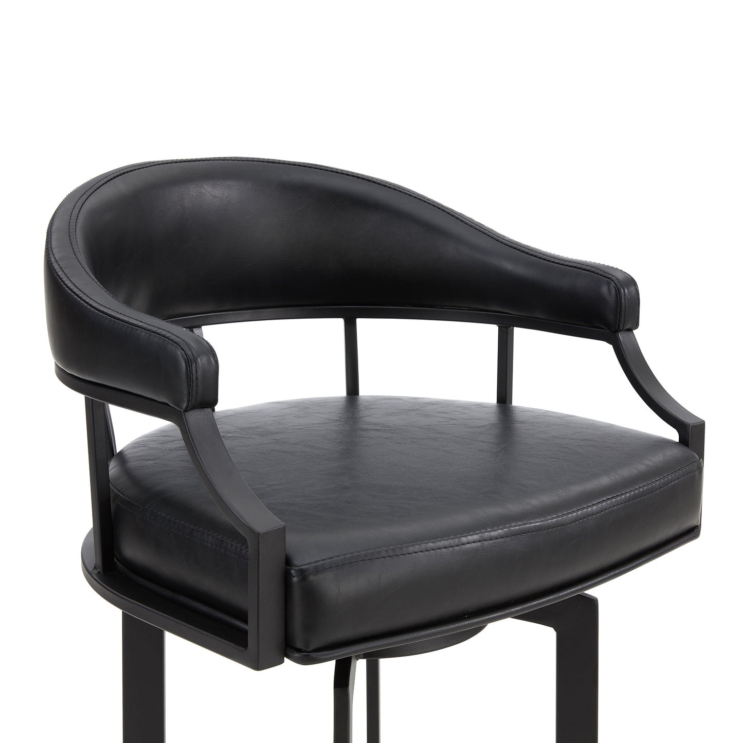 Pharaoh Swivel Bar Stool with Faux Leather and Metal Finish in Various Heights