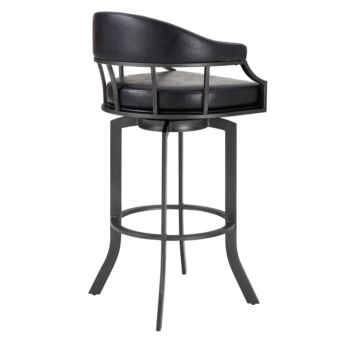 Pharaoh Swivel Bar Stool with Faux Leather and Metal Finish in Various Heights