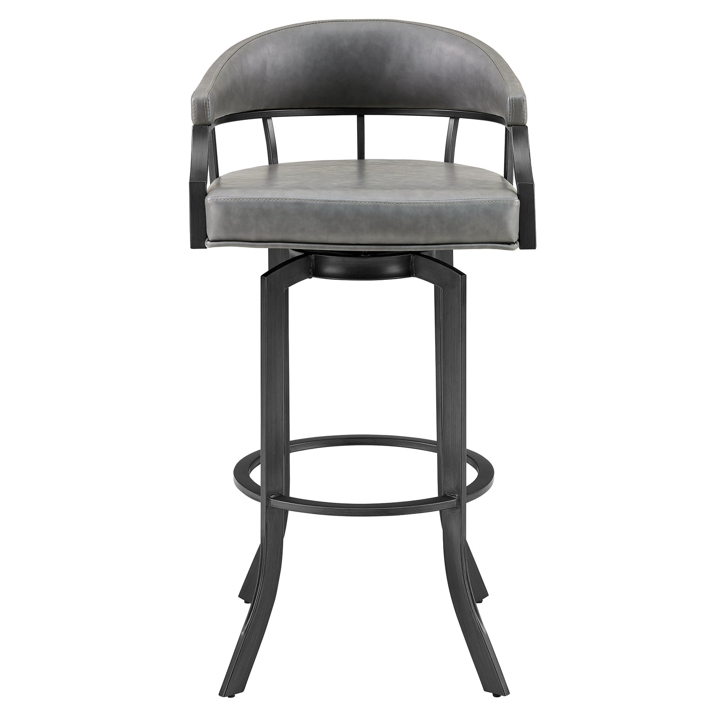 Pharaoh Swivel Bar Stool with Faux Leather and Metal Finish in Various Heights