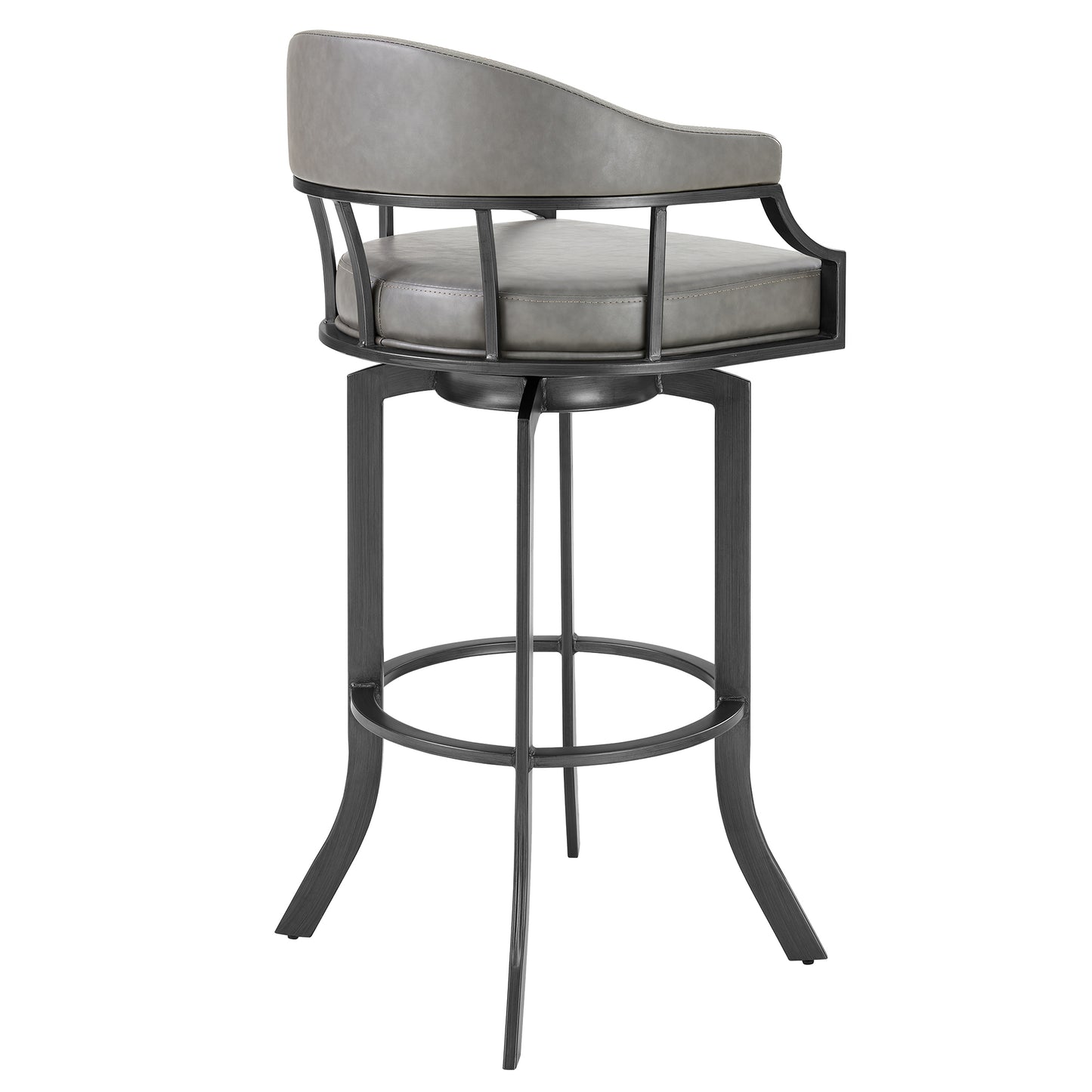 Pharaoh Swivel Bar Stool with Faux Leather and Metal Finish in Various Heights