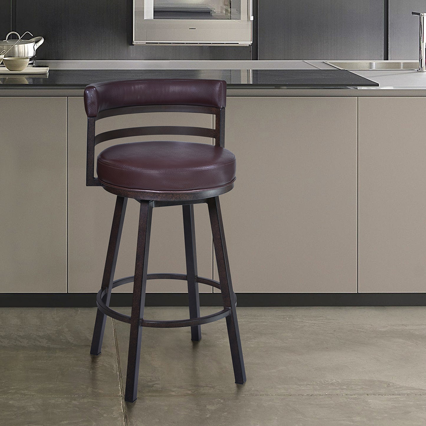 Titana 30" Barstool in Auburn Bay finish with Brown Pu upholstery