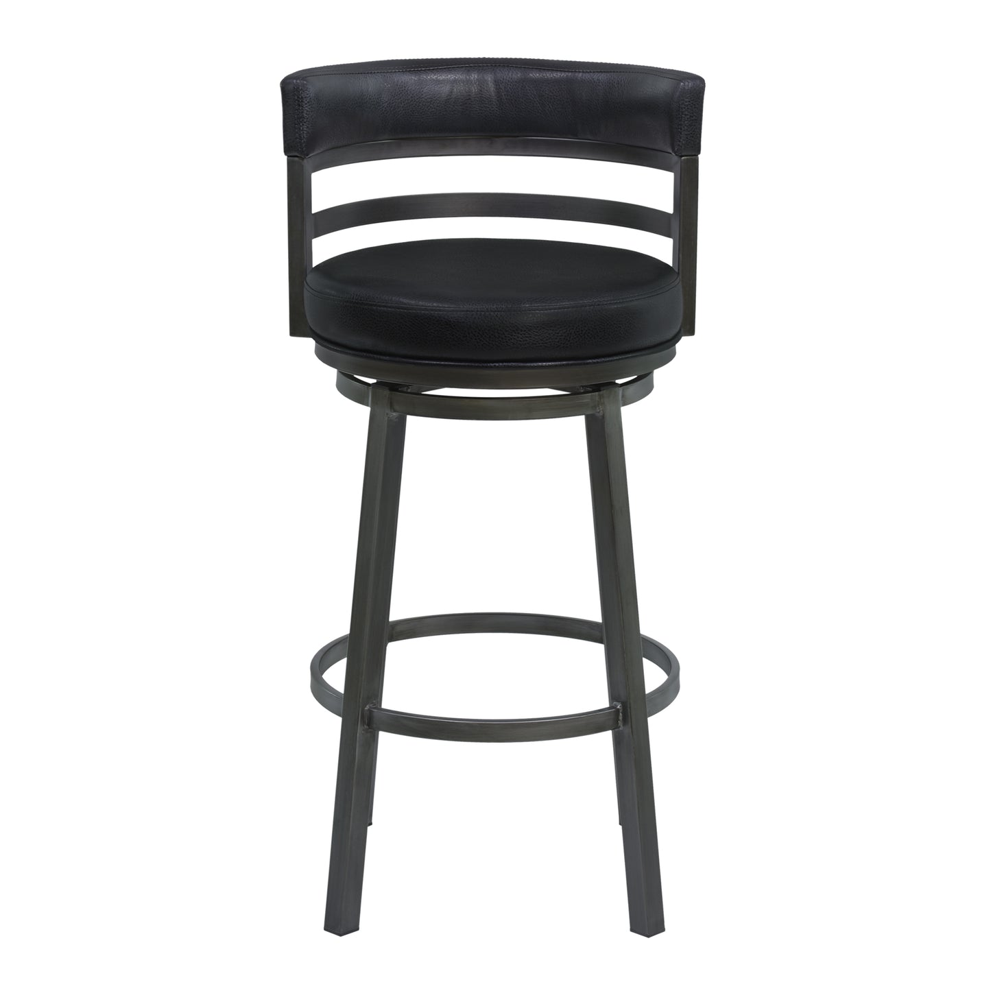 Titana 30" Bar Height Metal Swivel Barstool in Ford Black Pu and Mineral Finish