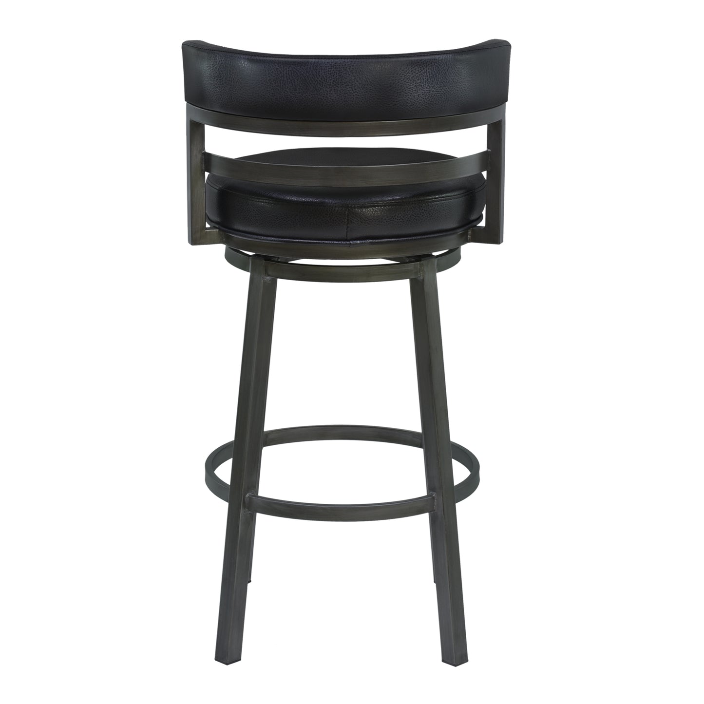 Titana 30" Bar Height Metal Swivel Barstool in Ford Black Pu and Mineral Finish