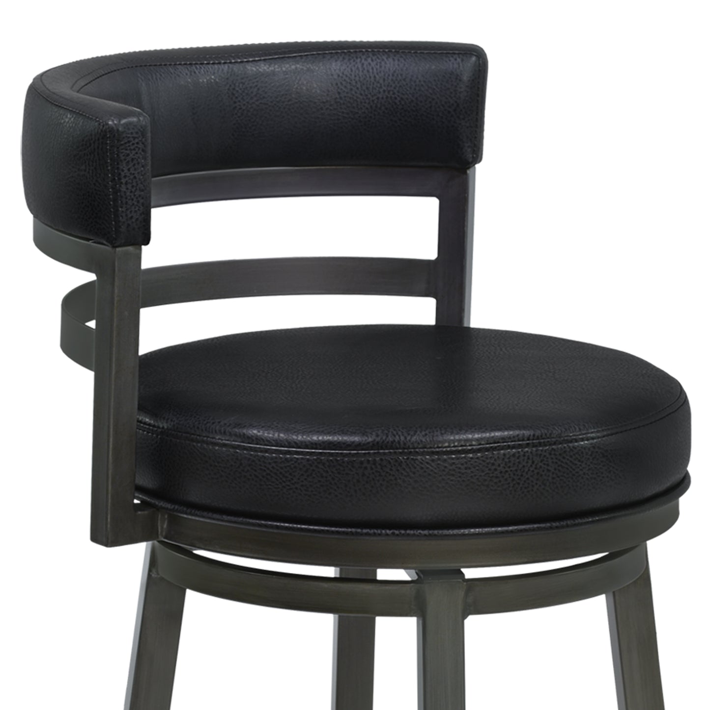 Titana 30" Bar Height Metal Swivel Barstool in Ford Black Pu and Mineral Finish
