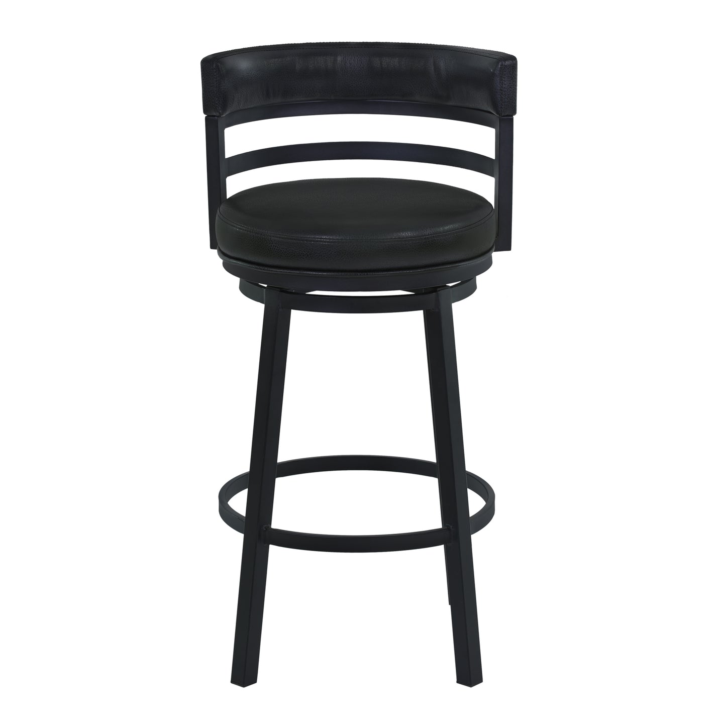 Titana 30" Bar Height Metal Swivel Barstool in Ford Black Pu and Black Finish