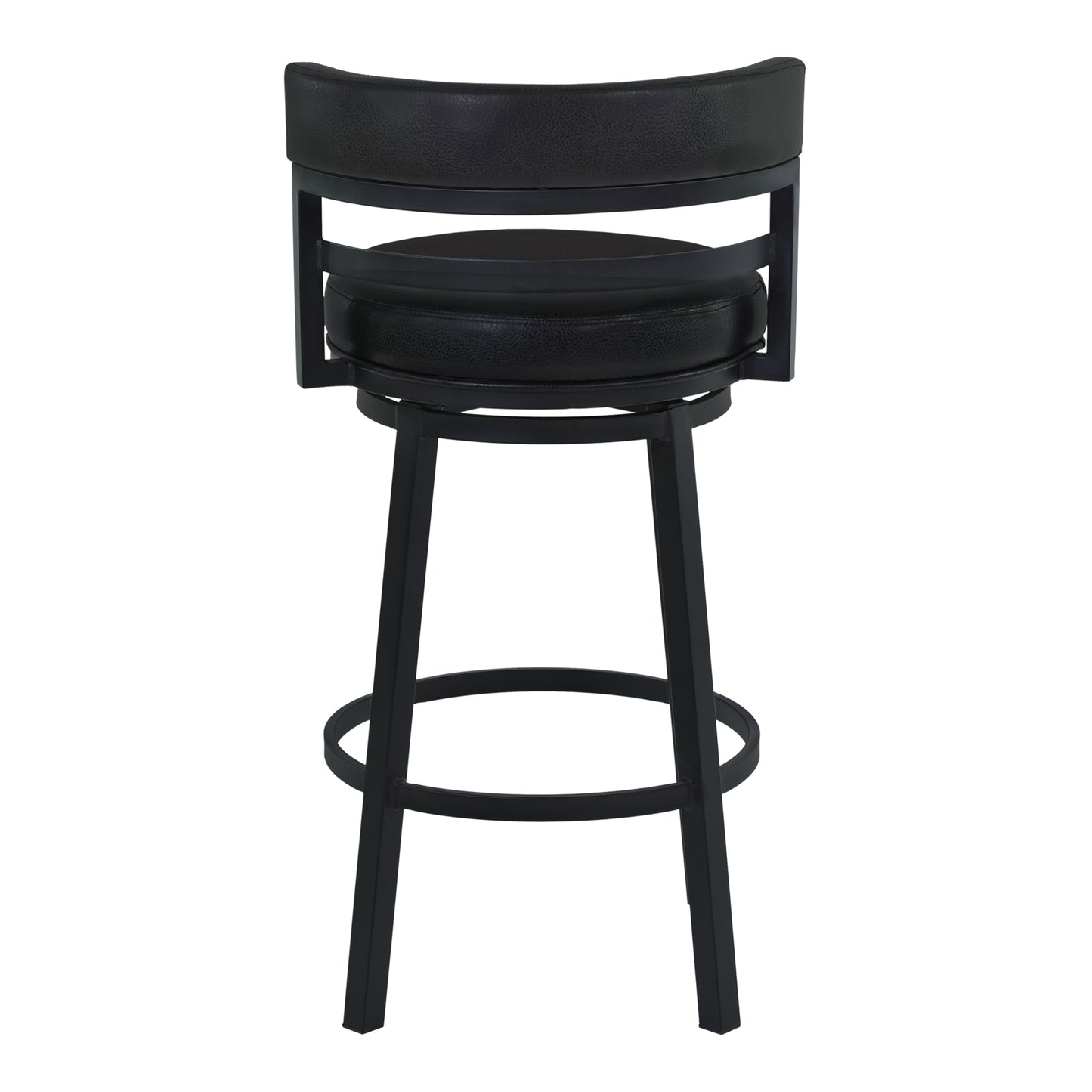 Titana 30" Bar Height Metal Swivel Barstool in Ford Black Pu and Black Finish