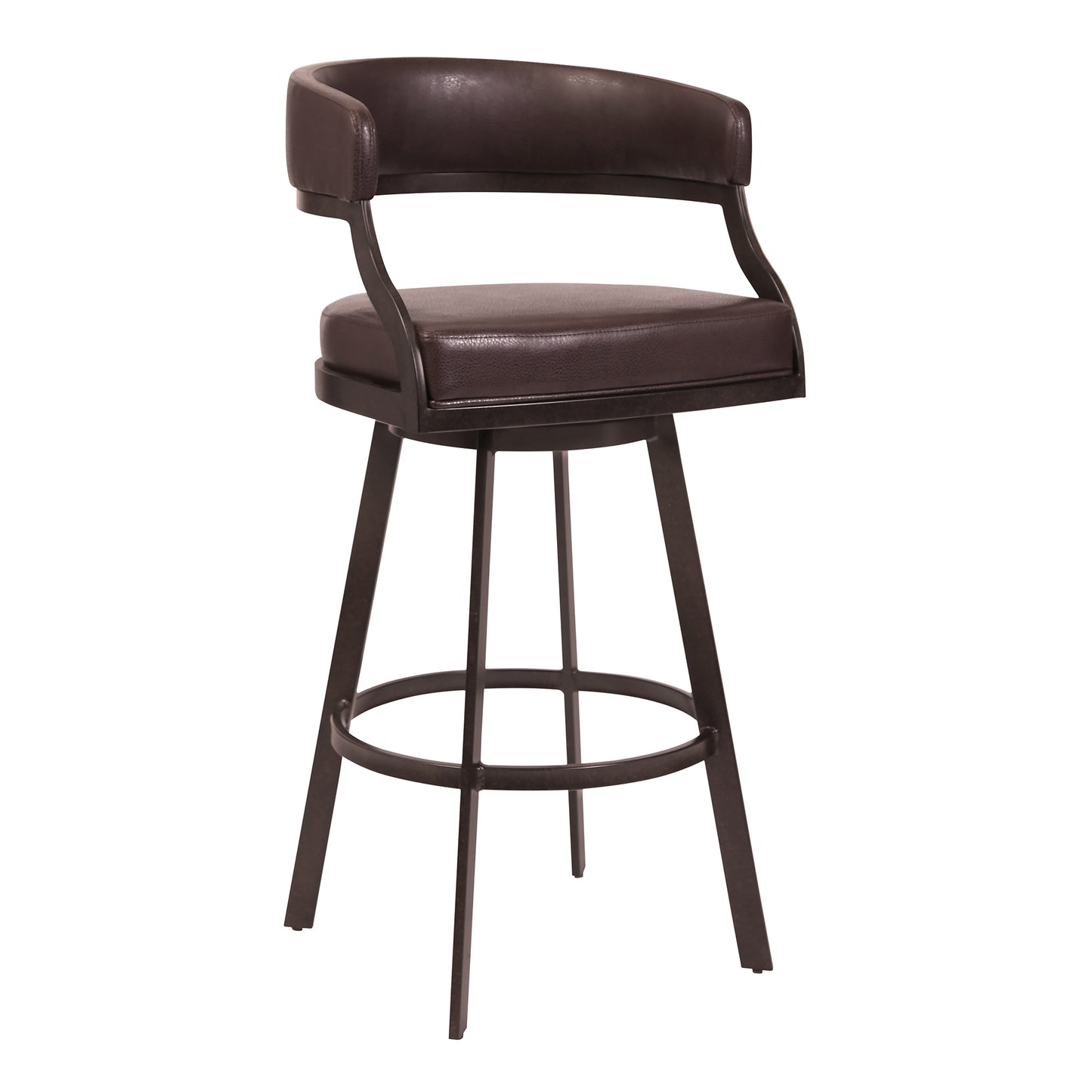Dione Counter and Bar Height Swivel Barstool with Faux Leather and Metal Base