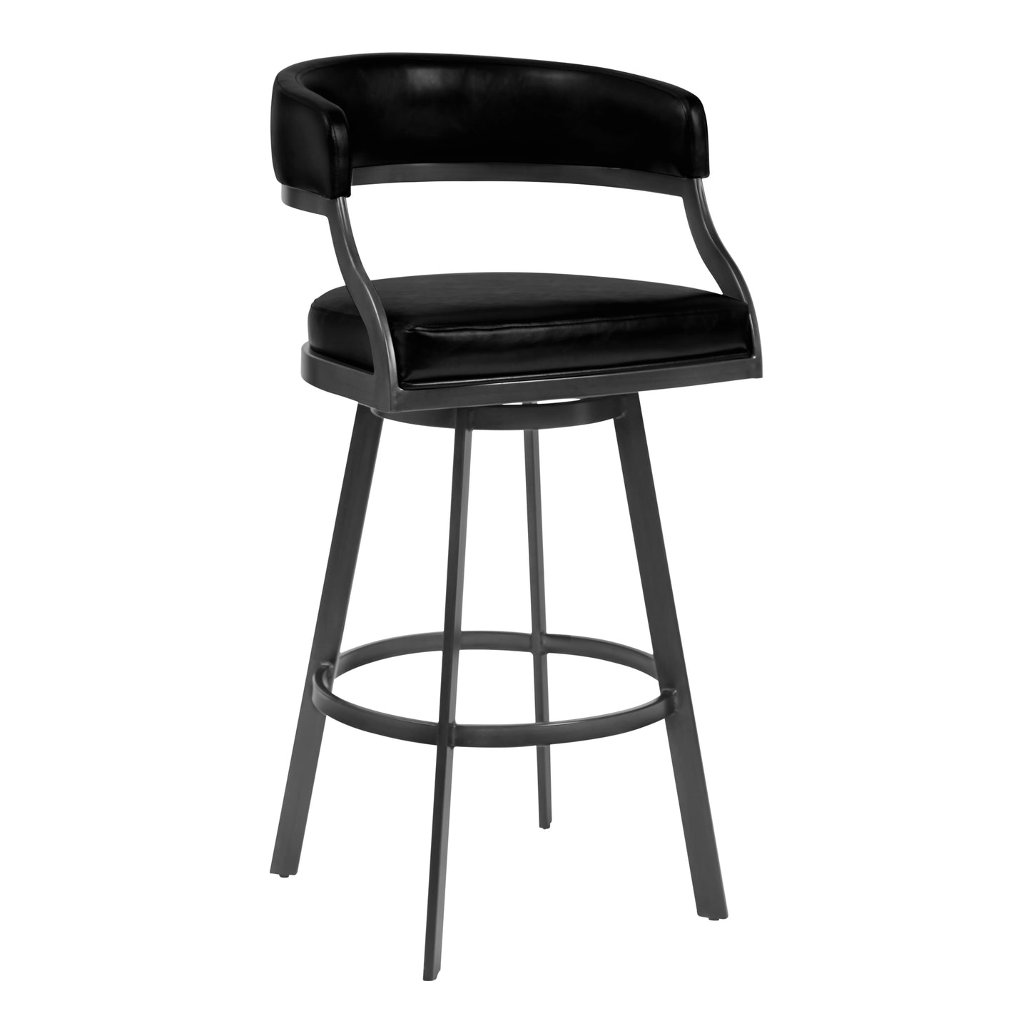 Dione Counter and Bar Height Swivel Barstool with Faux Leather and Metal Base