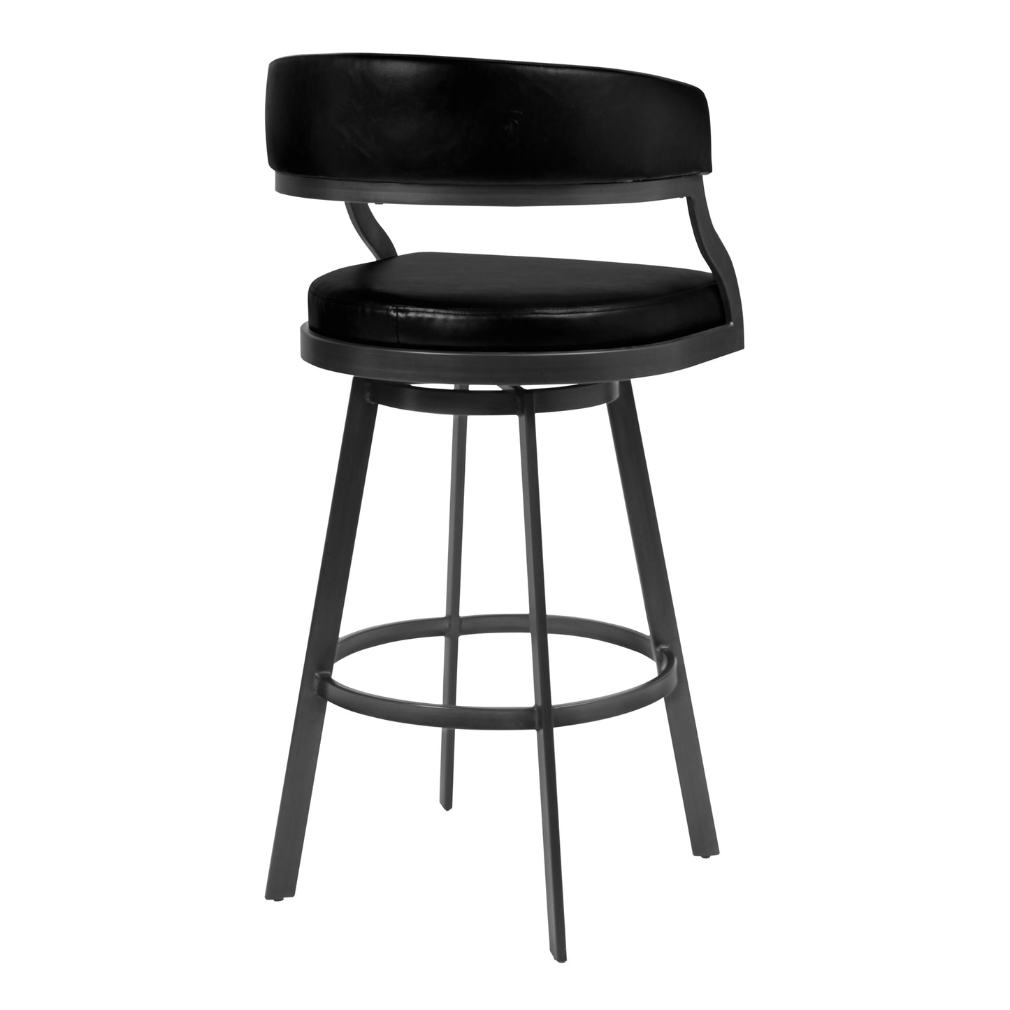 Dione Counter and Bar Height Swivel Barstool with Faux Leather and Metal Base