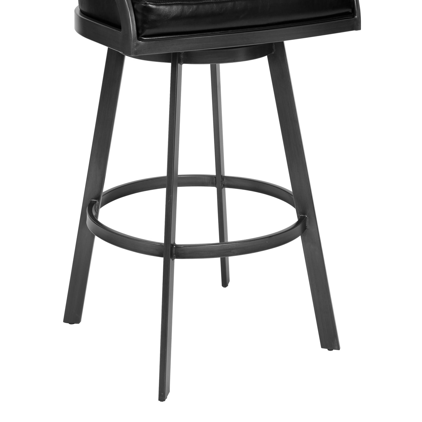 Dione Counter and Bar Height Swivel Barstool with Faux Leather and Metal Base