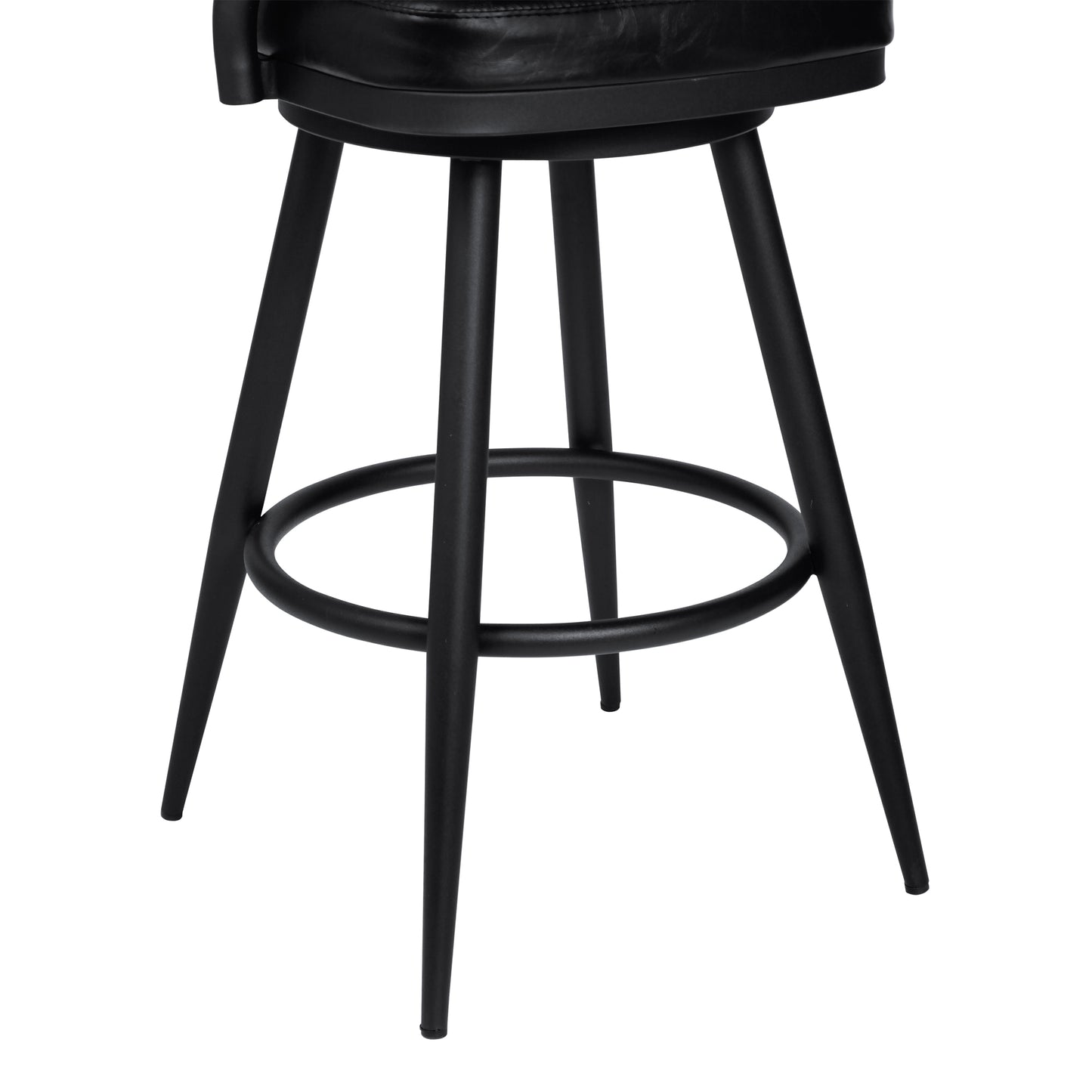 Amador 30" Bar Height Barstool in a Black Powder Coated Finish and Vintage Black Faux Leather
