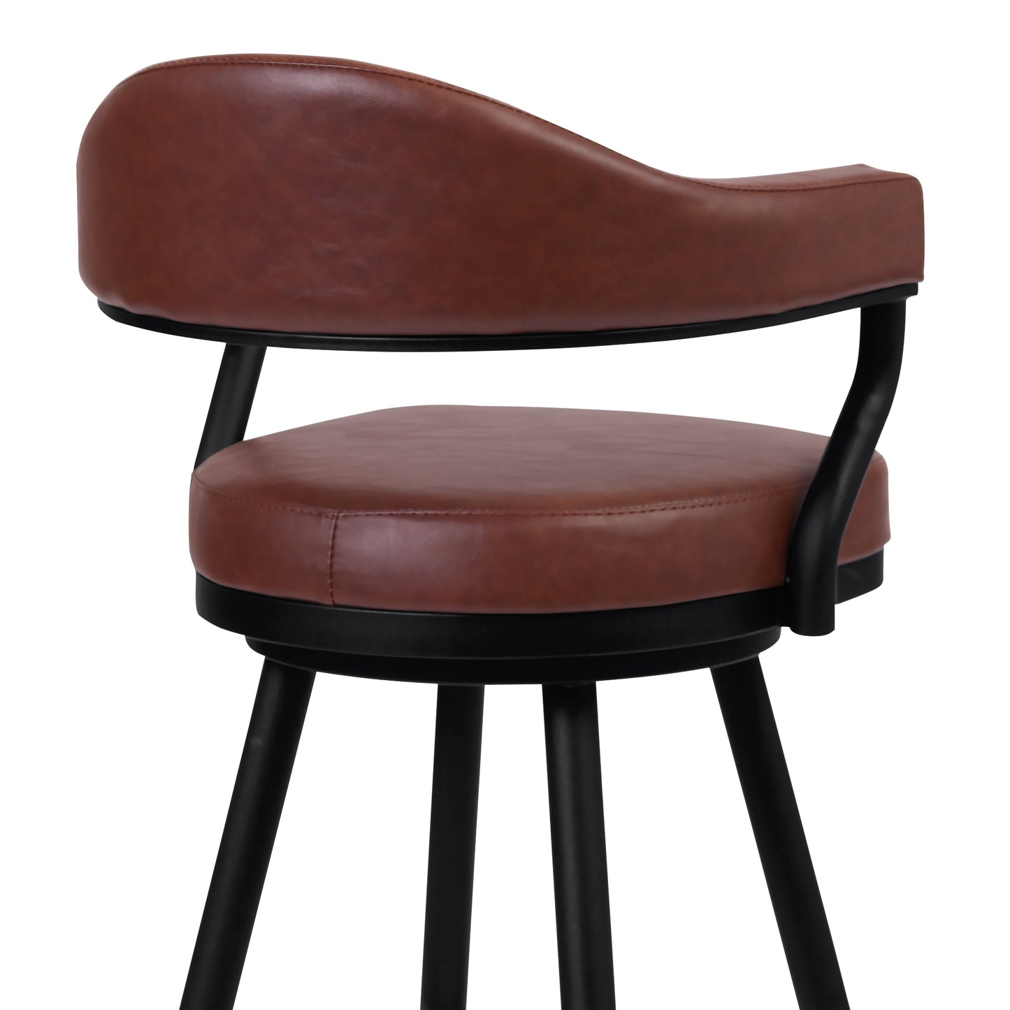 Amador 30" Bar Height Barstool in a Black Powder Coated Finish and Vintage Coffee Faux Leather