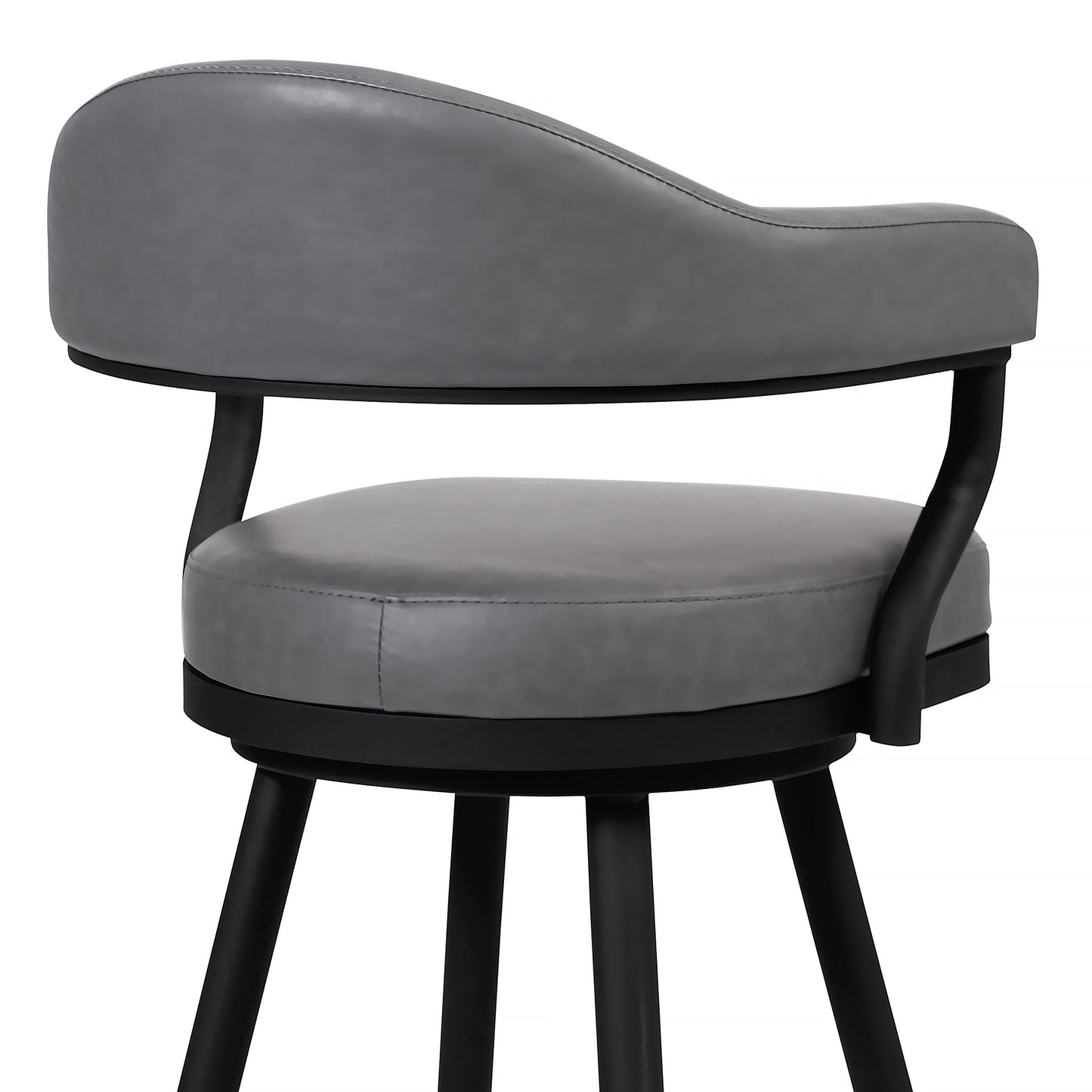 Amador 30" Bar Height Barstool in a Black Powder Coated Finish and Vintage Gray Faux Leather