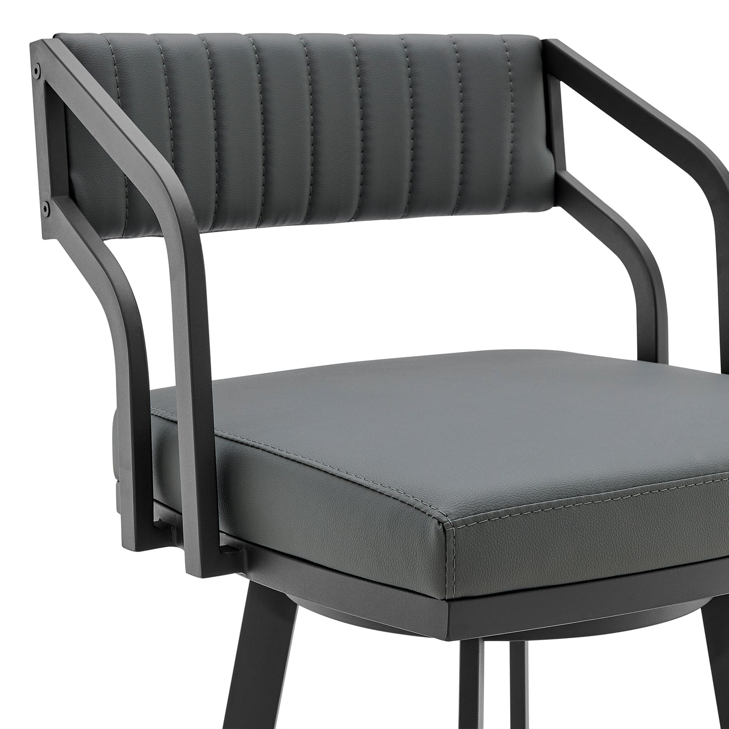 Scranton 26" Swivel Modern Black Metal and Slate Gray Faux Leather Barstool