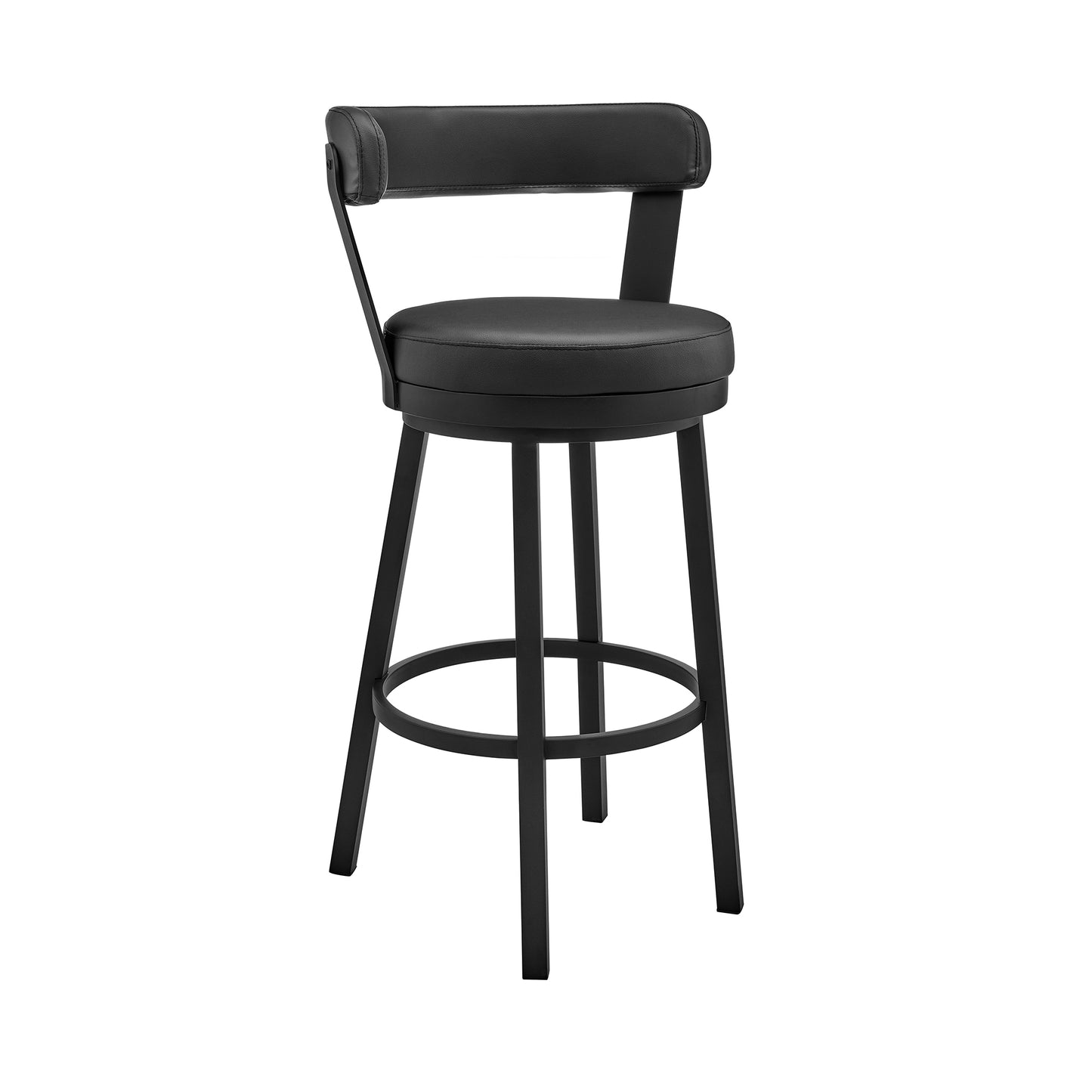 Kobe Swivel Bar Stool in Counter and Bar Height with Various Finishes and Faux Leather