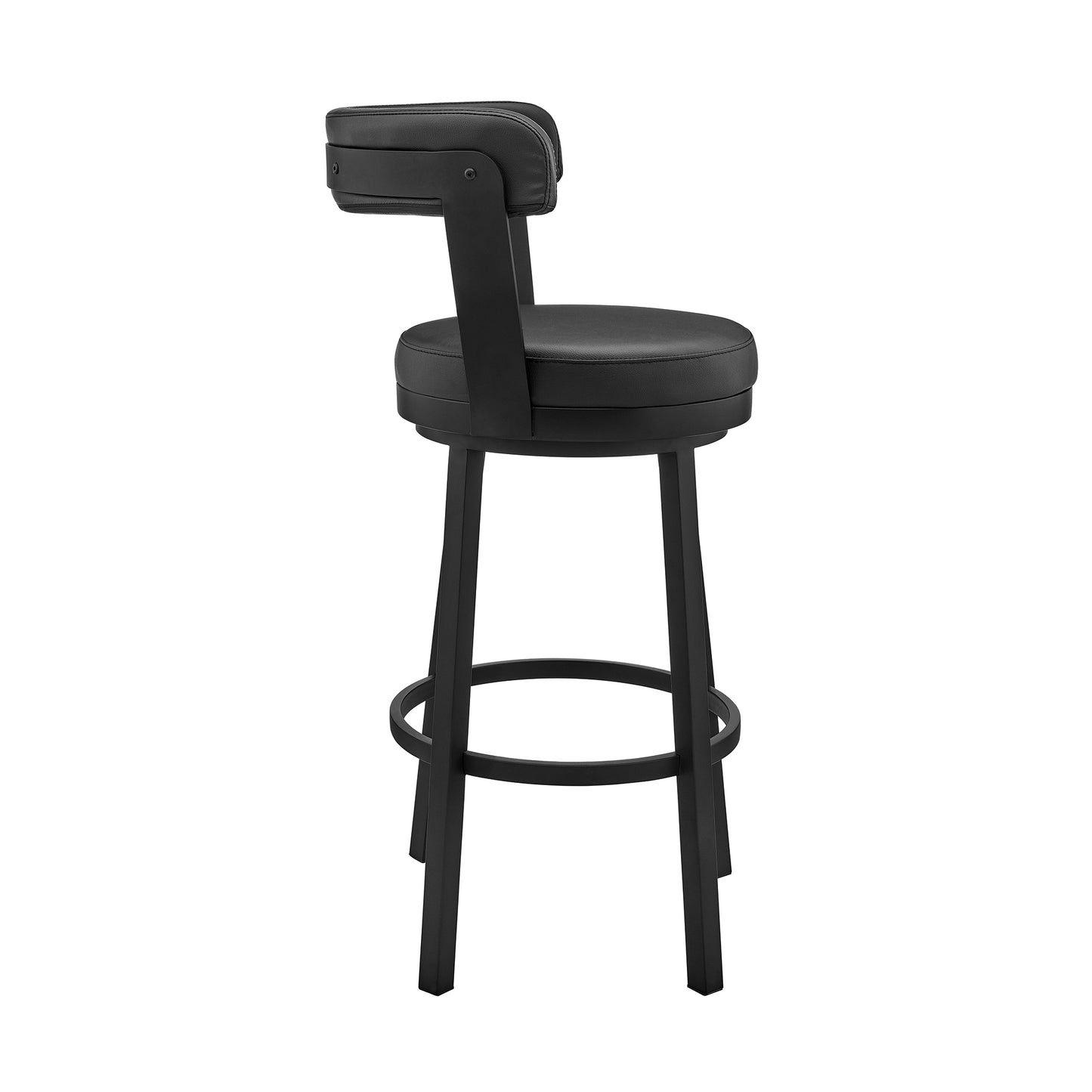 Kobe Swivel Bar Stool in Counter and Bar Height with Various Finishes and Faux Leather